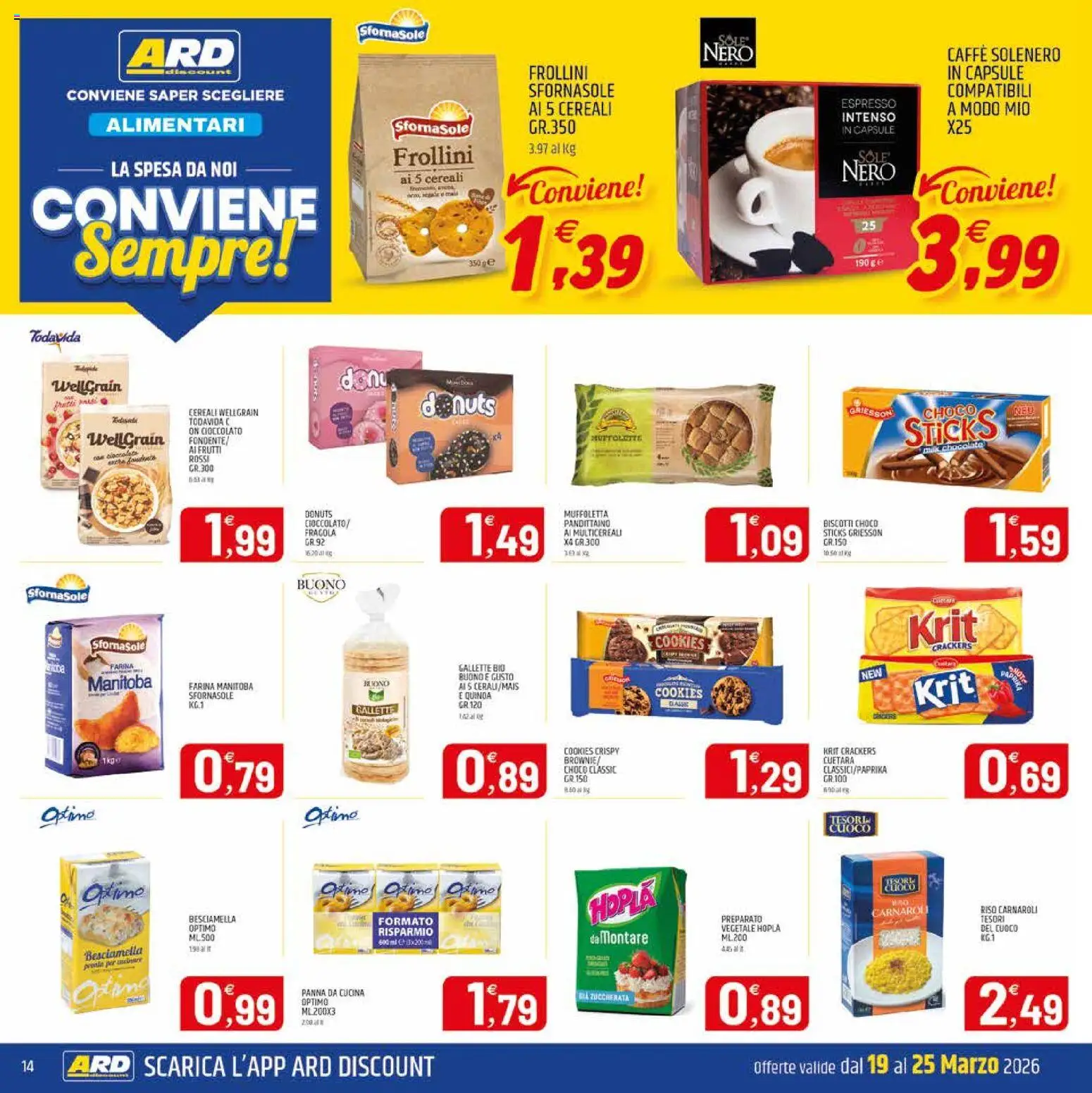 Volantino ARD Discount del 19.03.2026 | Pagina: 14 | Prodotti: Caffè, Riso, Cereali, Biscotti