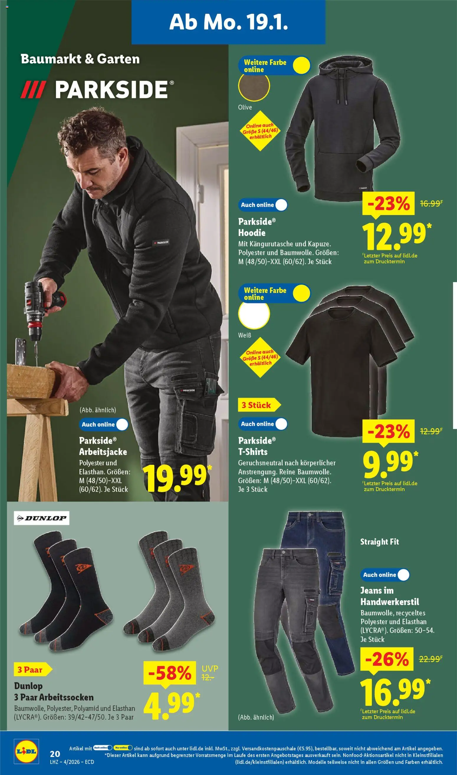 Lidl Prospekt Gladenbach – gültig ab 19.01.2026 | Seite: 32 | Produkte: Hoodie, Jeans