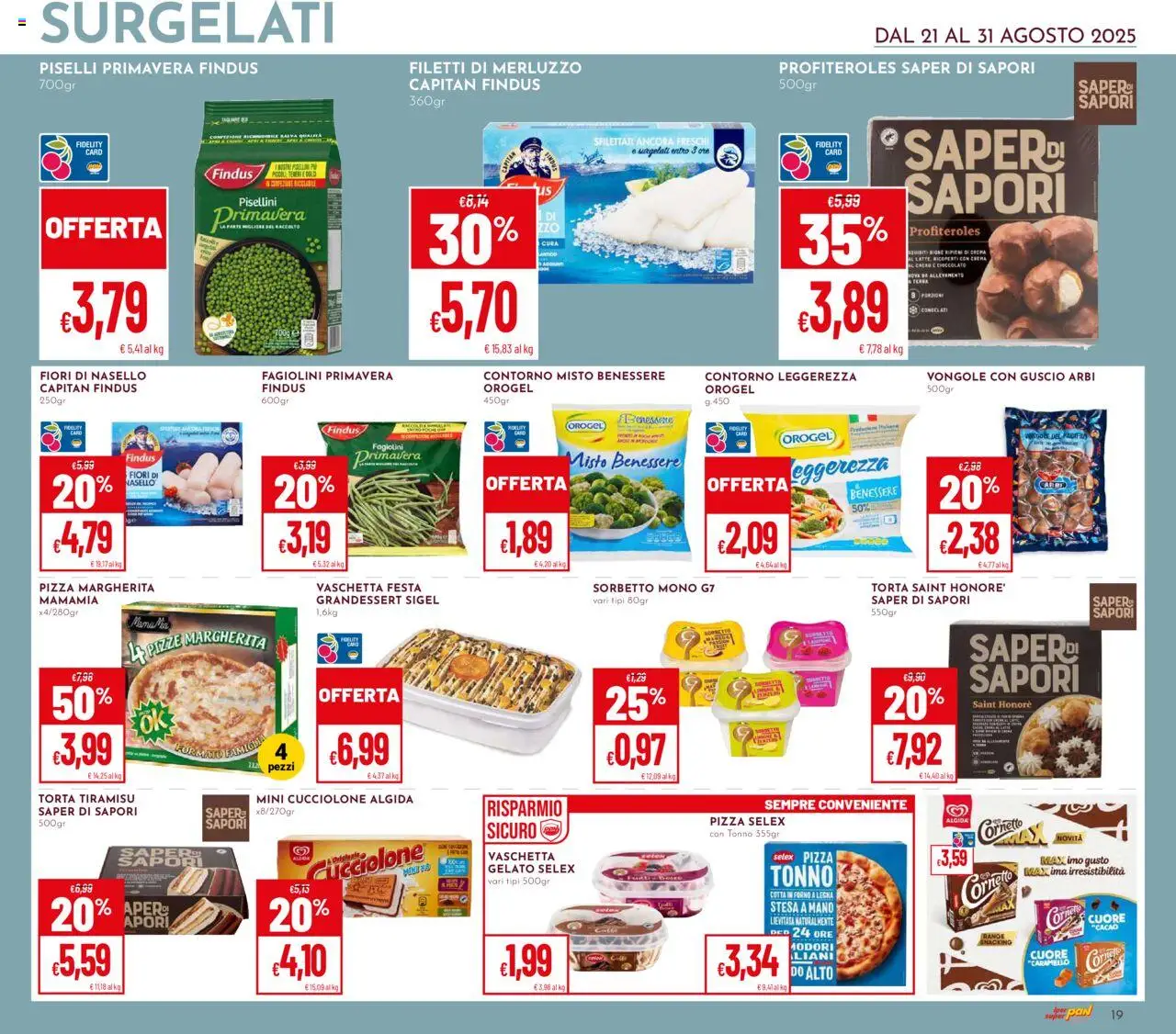 Volantino Pan del 21.08.2025 | Pagina: 19 | Prodotti: Vongole, Piselli, Tonno, Nasello