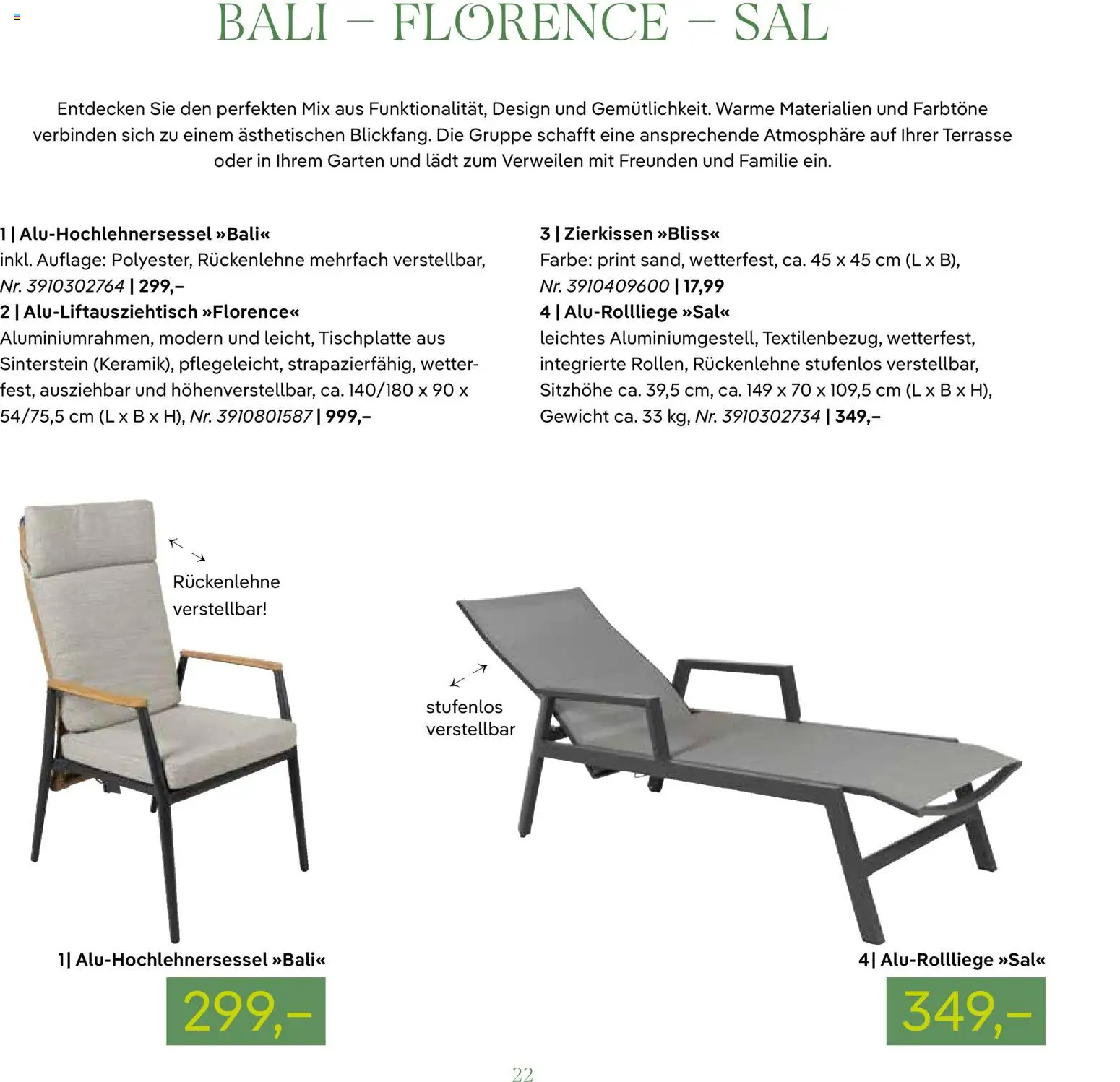 Pflanzen-Kölle GARTENMÖBEL 2026 – gültig ab 07.03.2026 | Seite: 22 | Produkte: Gewicht