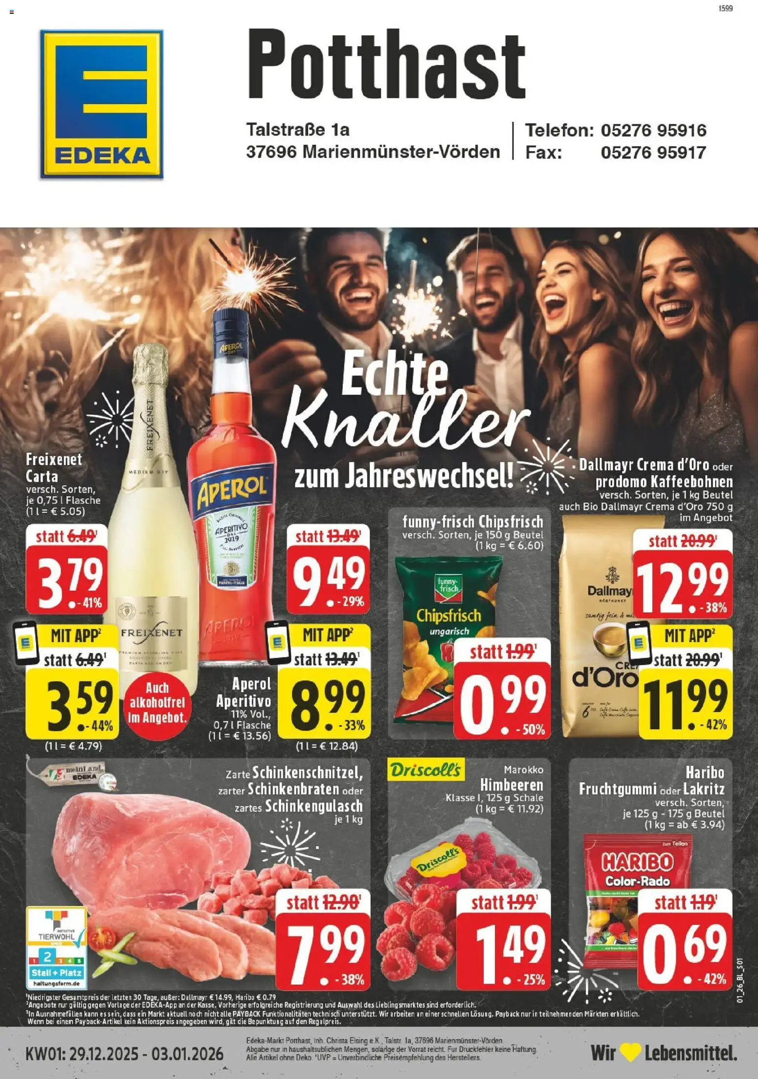 Edeka prospekt Marienmuenster-Voerden	 – gültig ab 28.12.2025 | Seite: 1 | Produkte: Himbeeren, Aperol, Chips, Telefon