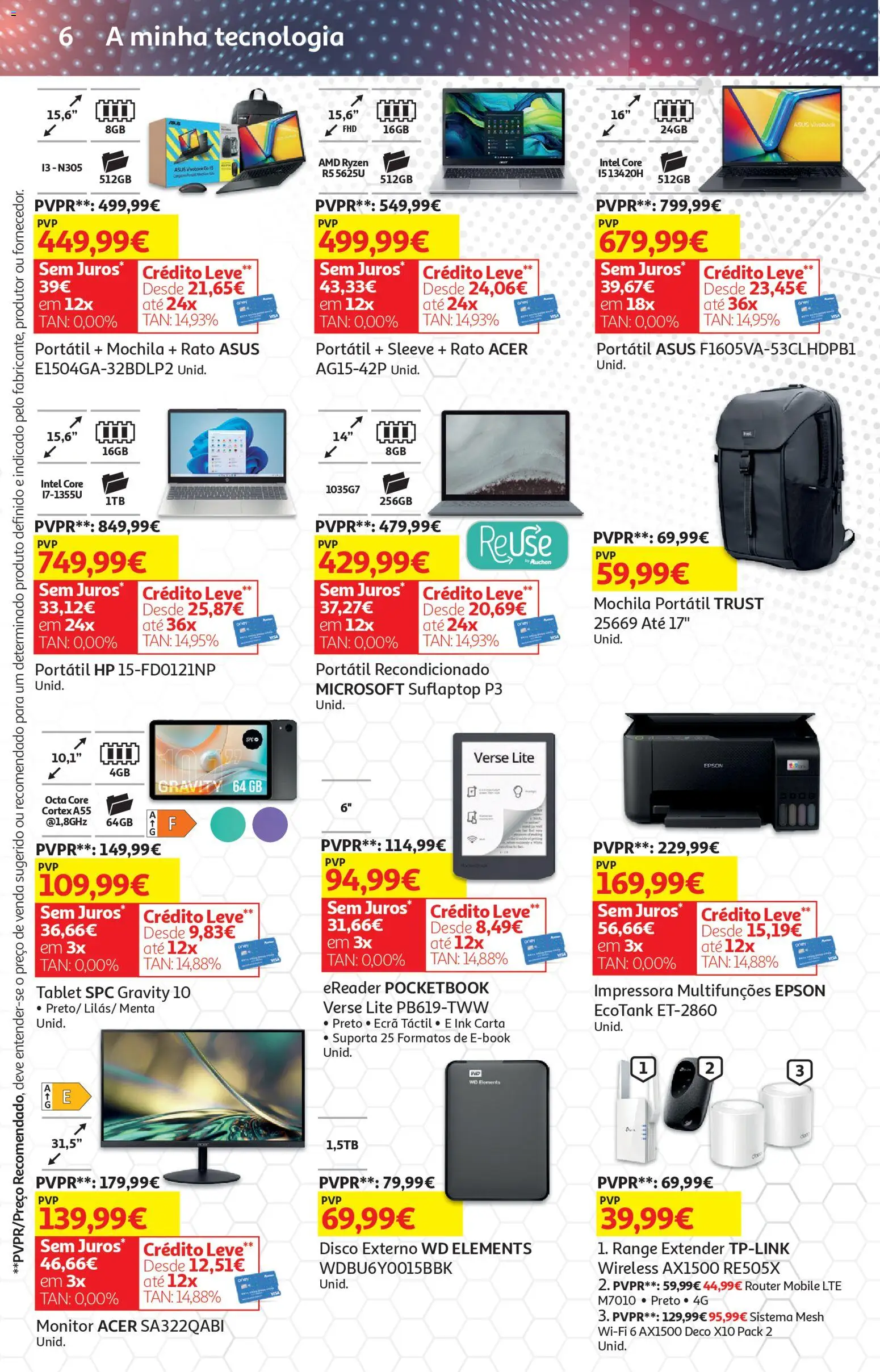 Auchan folheto │ válido de 17.02.2026 | Página: 31 | Produtos: Mochila, Monitor, Impressora, Tablet