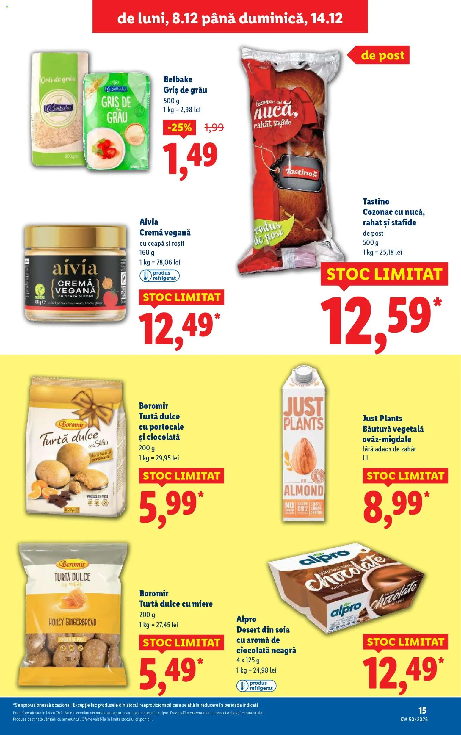 Noul catalog Lidl – valabil de la 08.12.2025 | Pagină: 15 | Produse: Cremă, Roșii, Ceapă, Zahăr