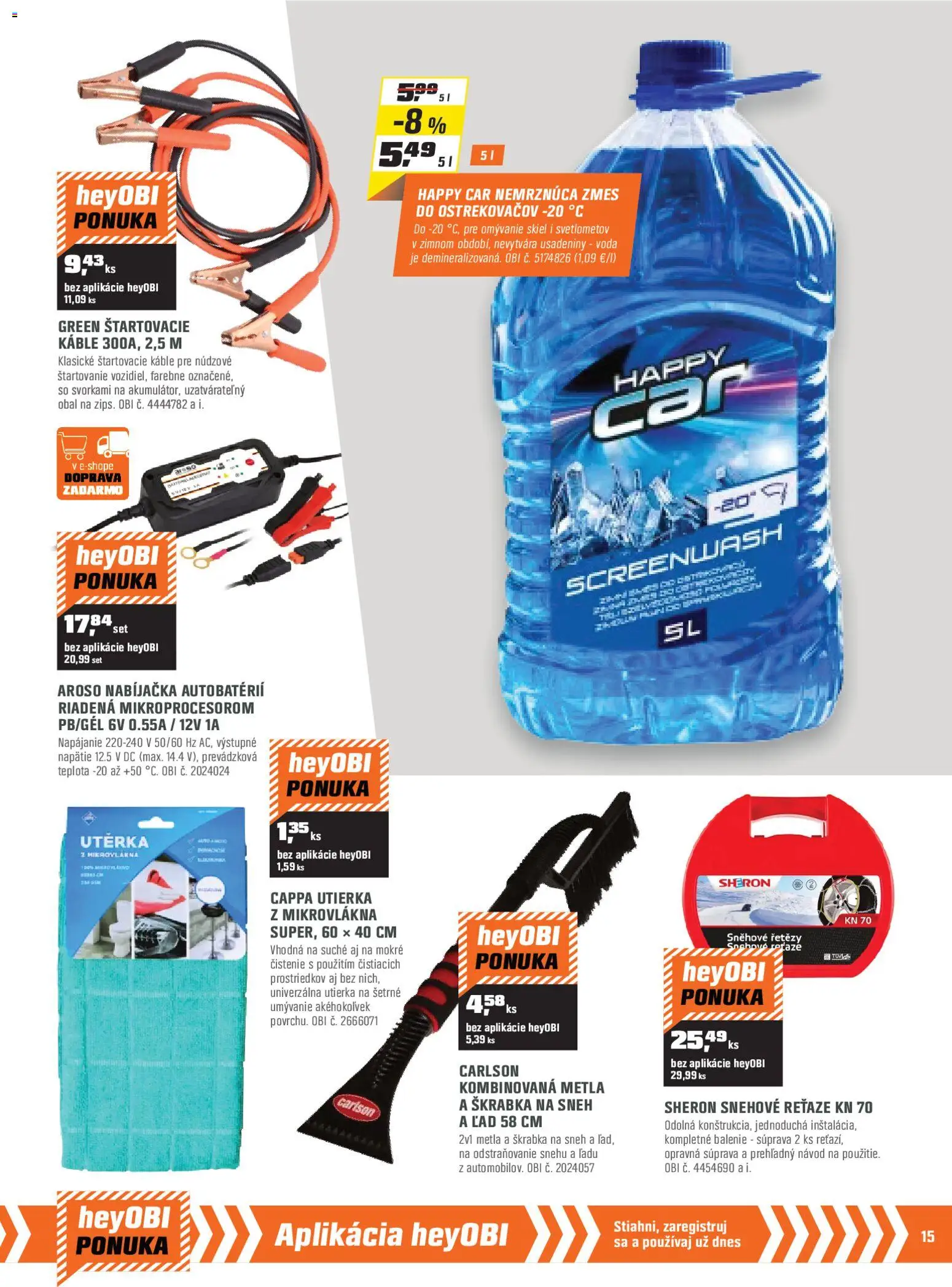 Nové OBI akcie – leták je platný od 02.01.2026 | Strana: 15 | Produkty: Nabíjačka, Voda