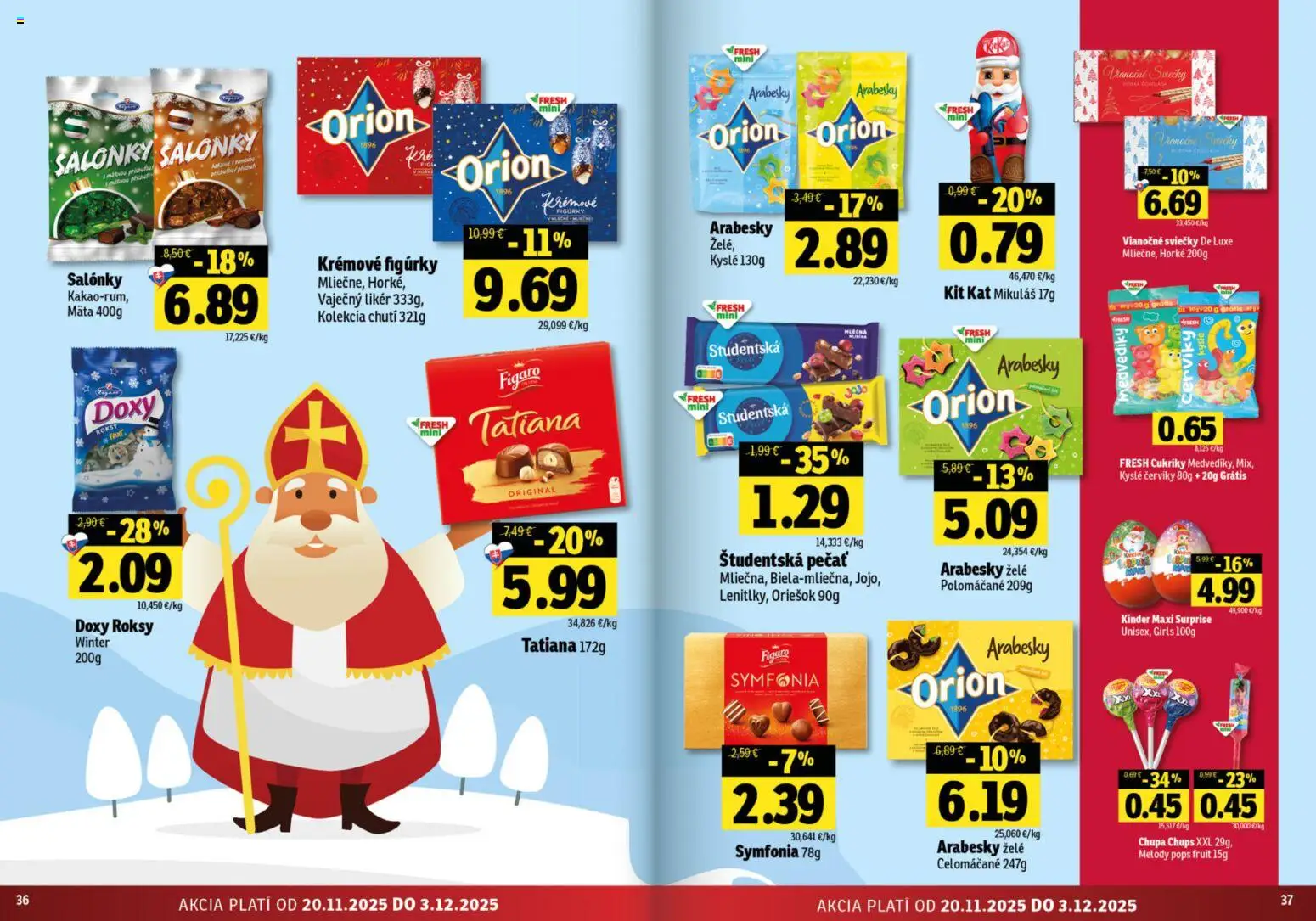 Nové Fresh akcie – leták je platný od 20.11.2025 | Strana: 19 | Produkty: Kinder, Sviečky, Cukríky, Študentská pečať