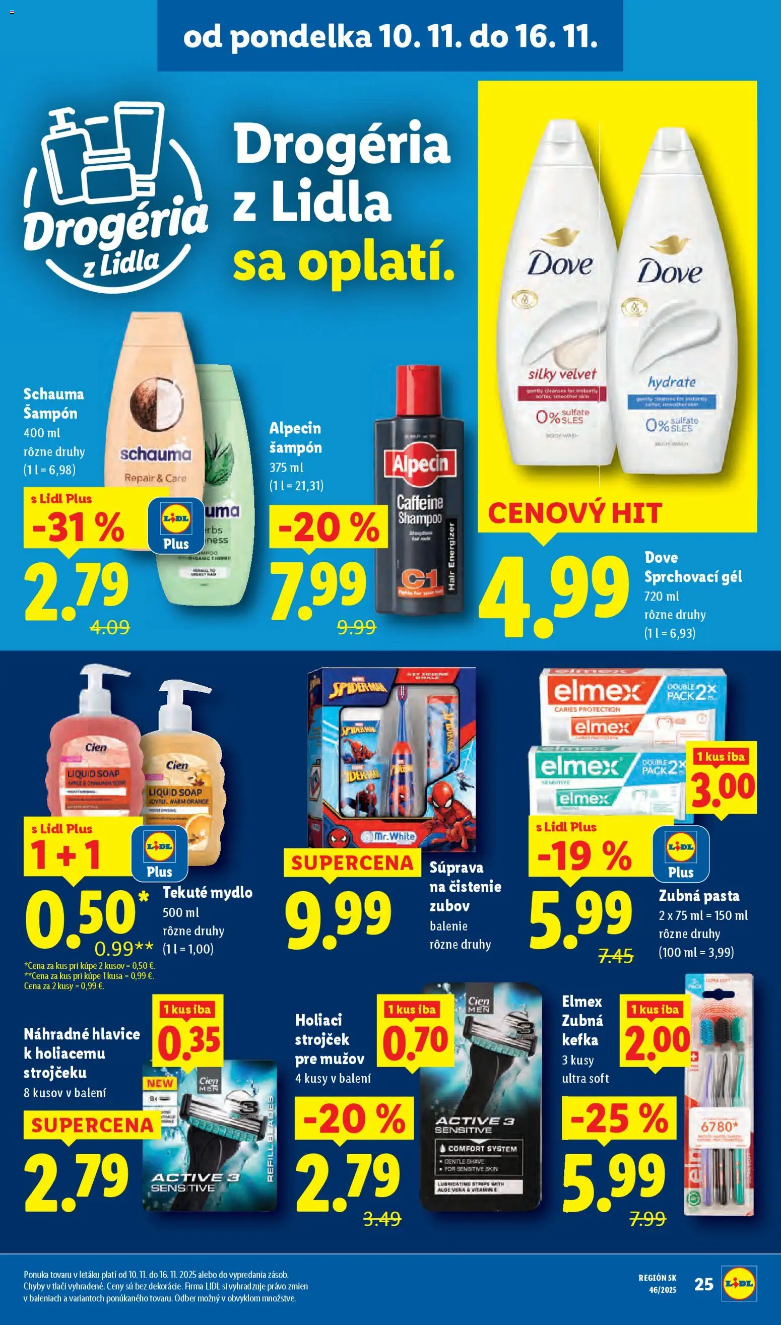 Nové Lidl akcie – leták je platný od 10.11.2025 | Strana: 43 | Produkty: Zubná kefka, Strojček, Holiaci strojček, Mydlo