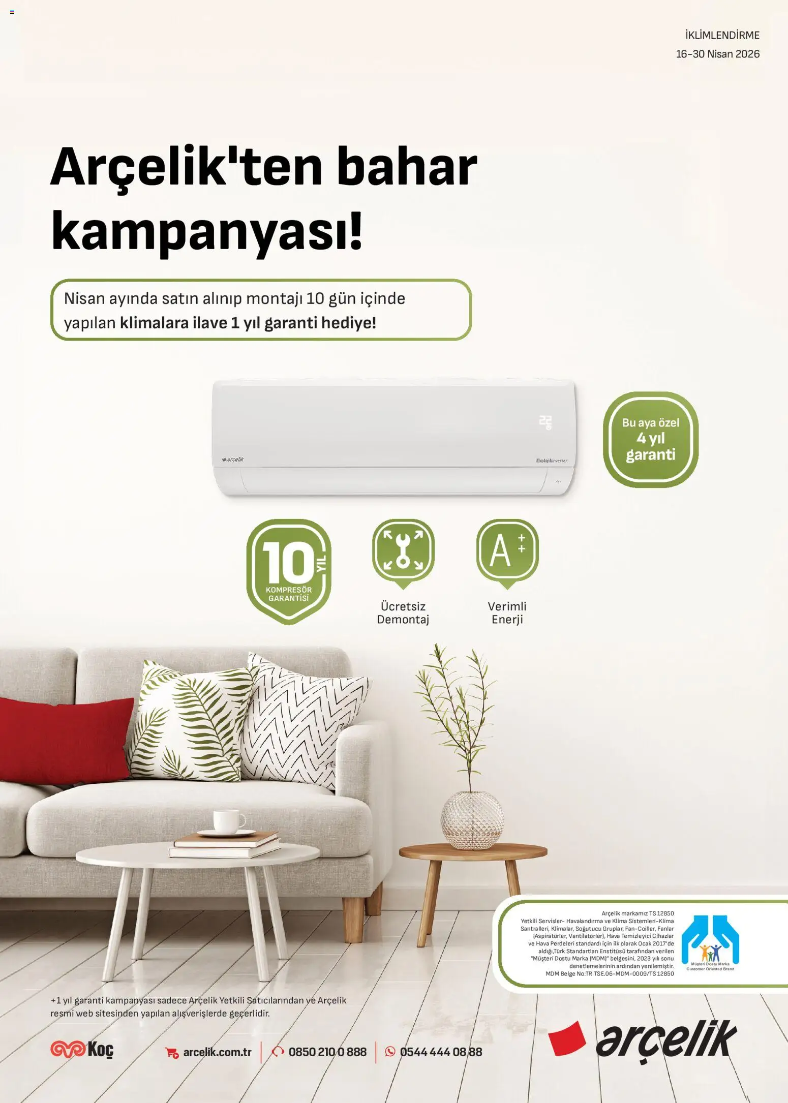 Arçelik - İklimlendirme Kataloğu - 16.04.2026 tarihinden itibaren geçerlidir | Sayfa: 1 | Ürünler: Ocak, Klima, Hava temizleyici