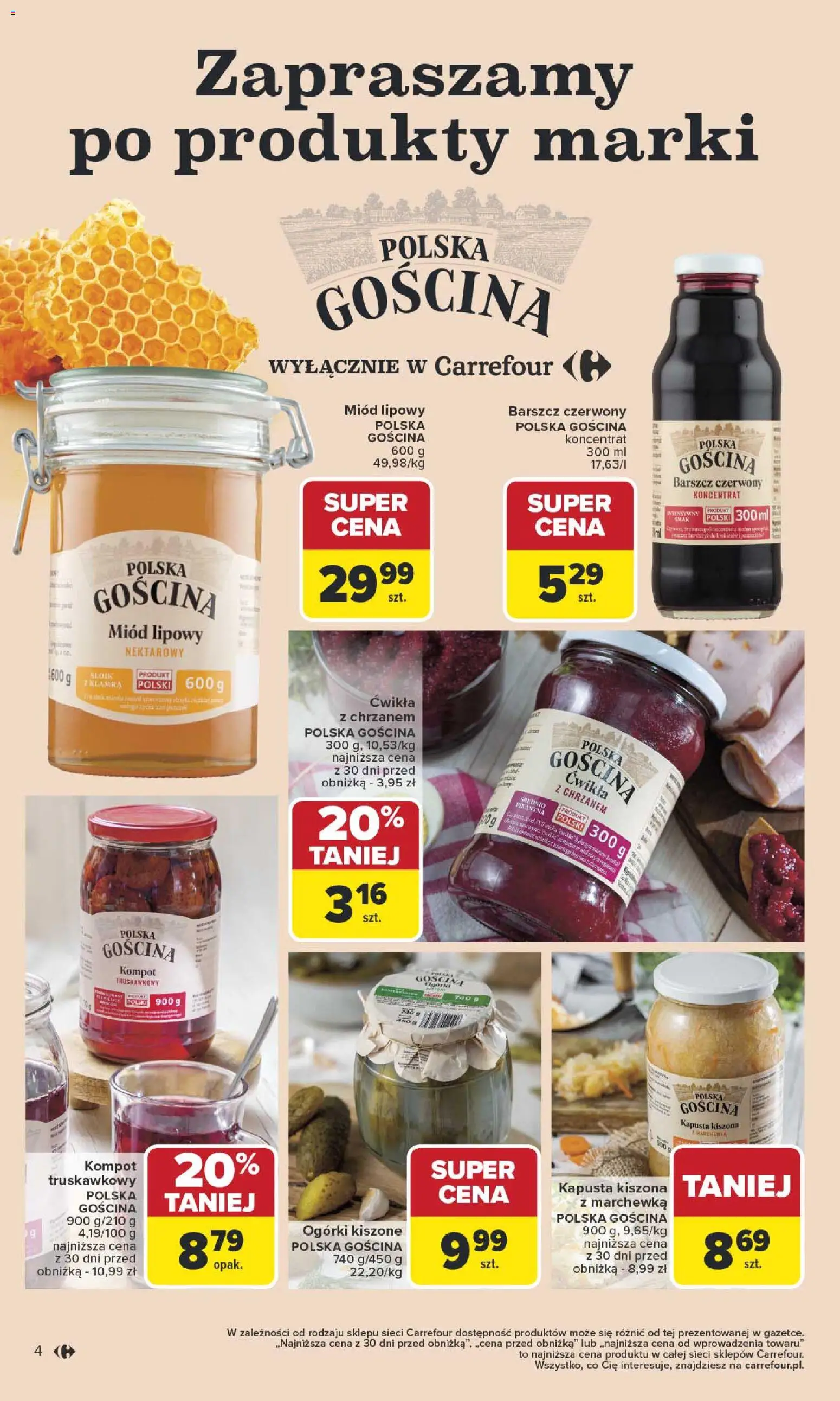 Carrefour Gazetka - Święta od 01.12.2025 | Strona: 4 | Produkty: Barszcz, Miód, Kapusta kiszona, Ogórki
