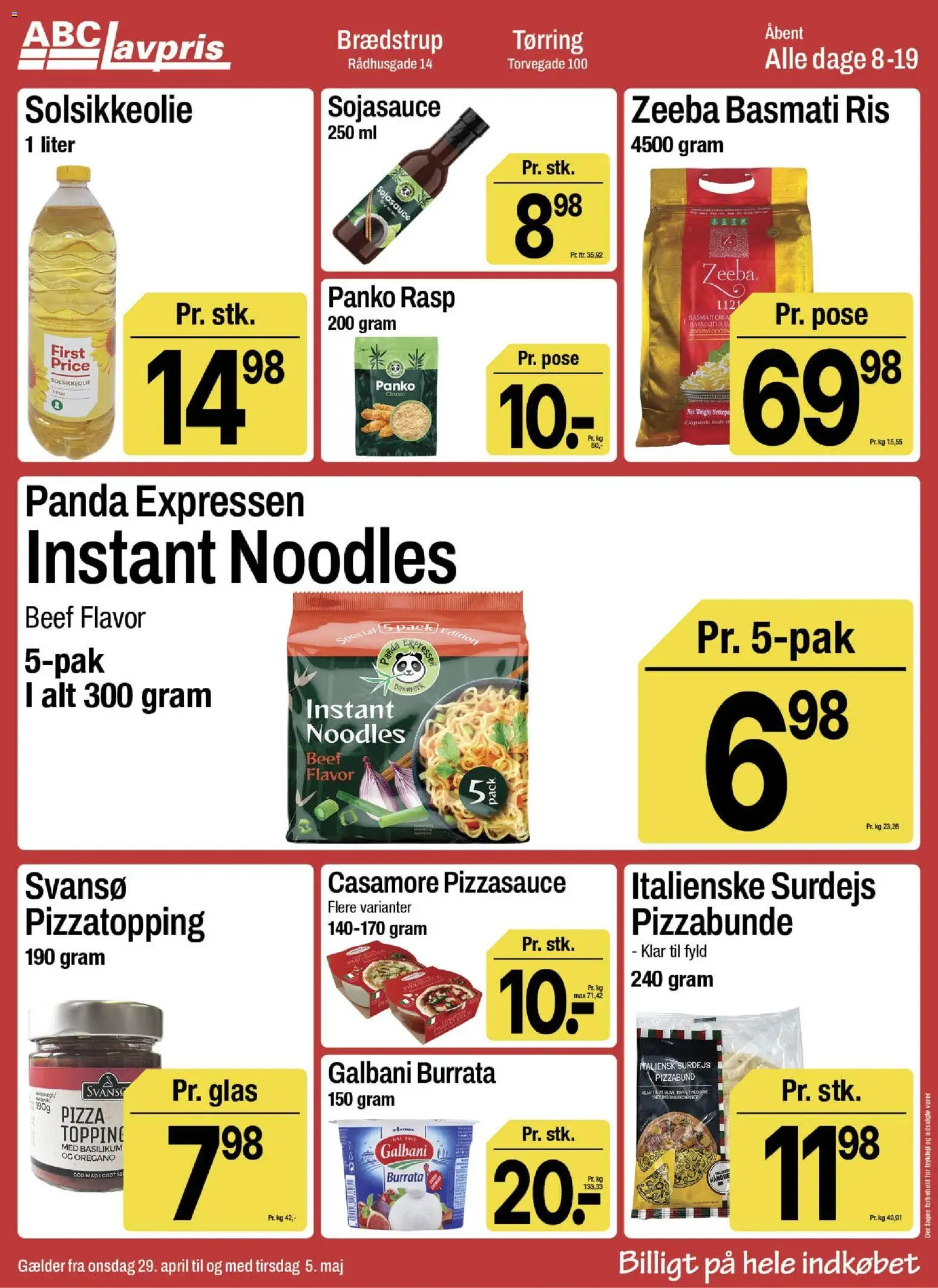 Abc Lavpris tilbudsavis – gyldig fra 29.04.2026 | Side: 9 | Produkter: Pizza, Ris, Oregano, Basilikum