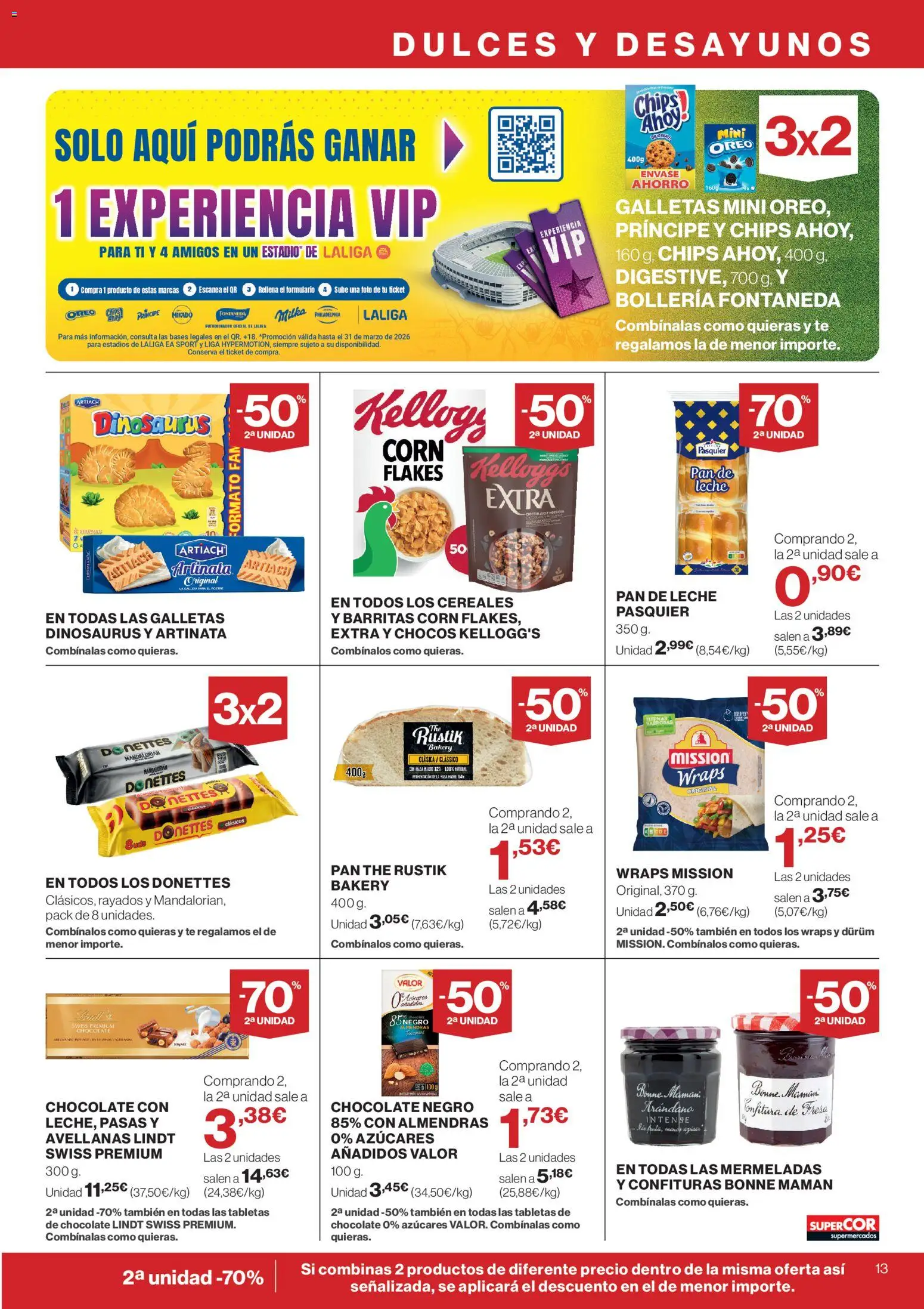Supercor folleto │ válido desde el 12.03.2026 | Página: 13 | Productos: Chocolate, Cereales, Té, Pan de leche