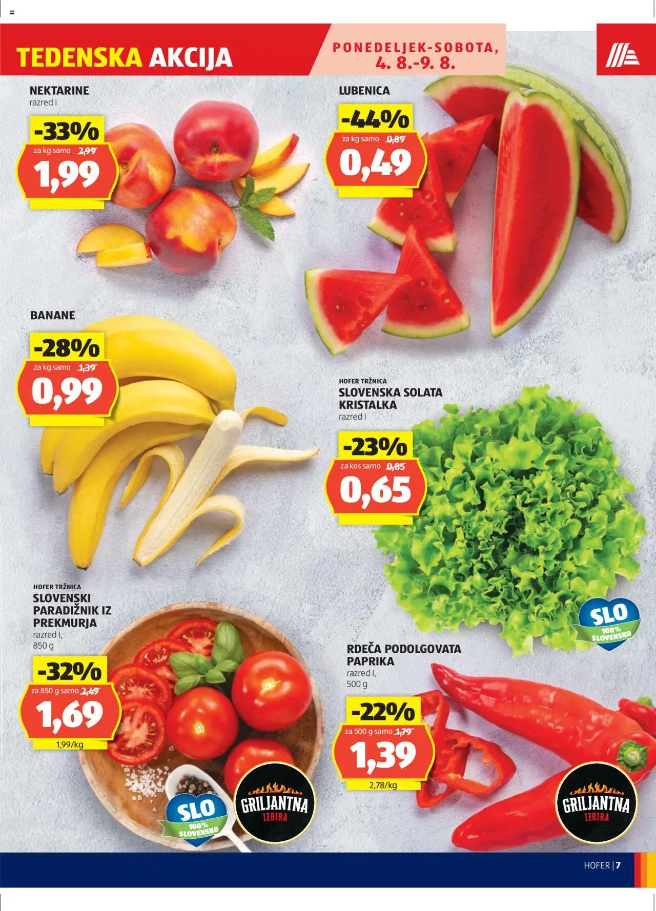 Hofer SI katalog | vrijedi od 31.07.2025 | Stranica: 7 | Proizvodi: Banane, Paprika, Lubenica