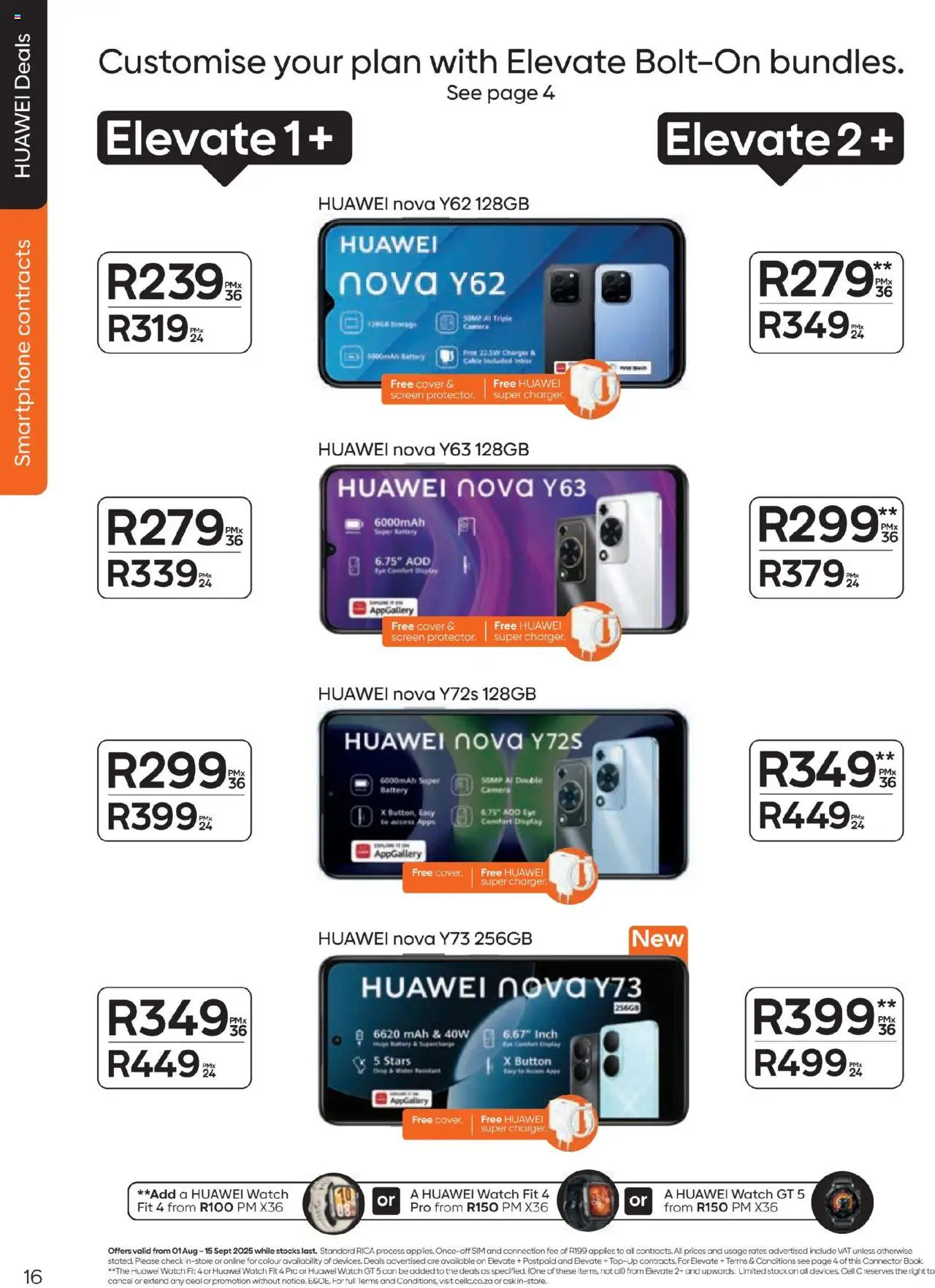 Cell C - Contract Deals │ valid from 01.08.2025 | Page: 16 | Products: Smartphone, Watch, Camera, Stock