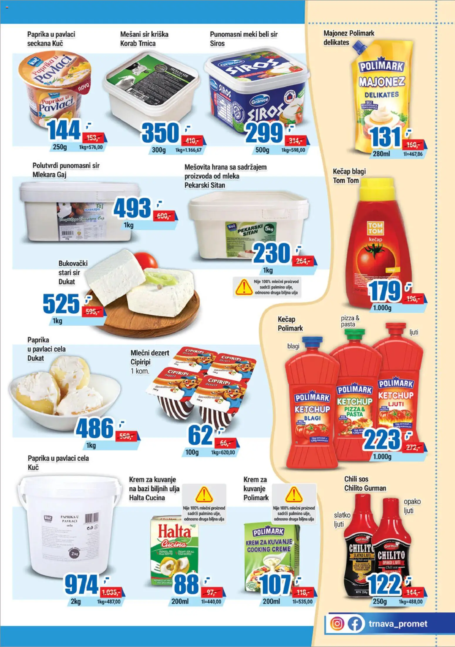 Trnava Promet katalog - važi od 19.01.2026 | Strana: 7 | Proizvode: Kečap, Paprika, Sos, Sir