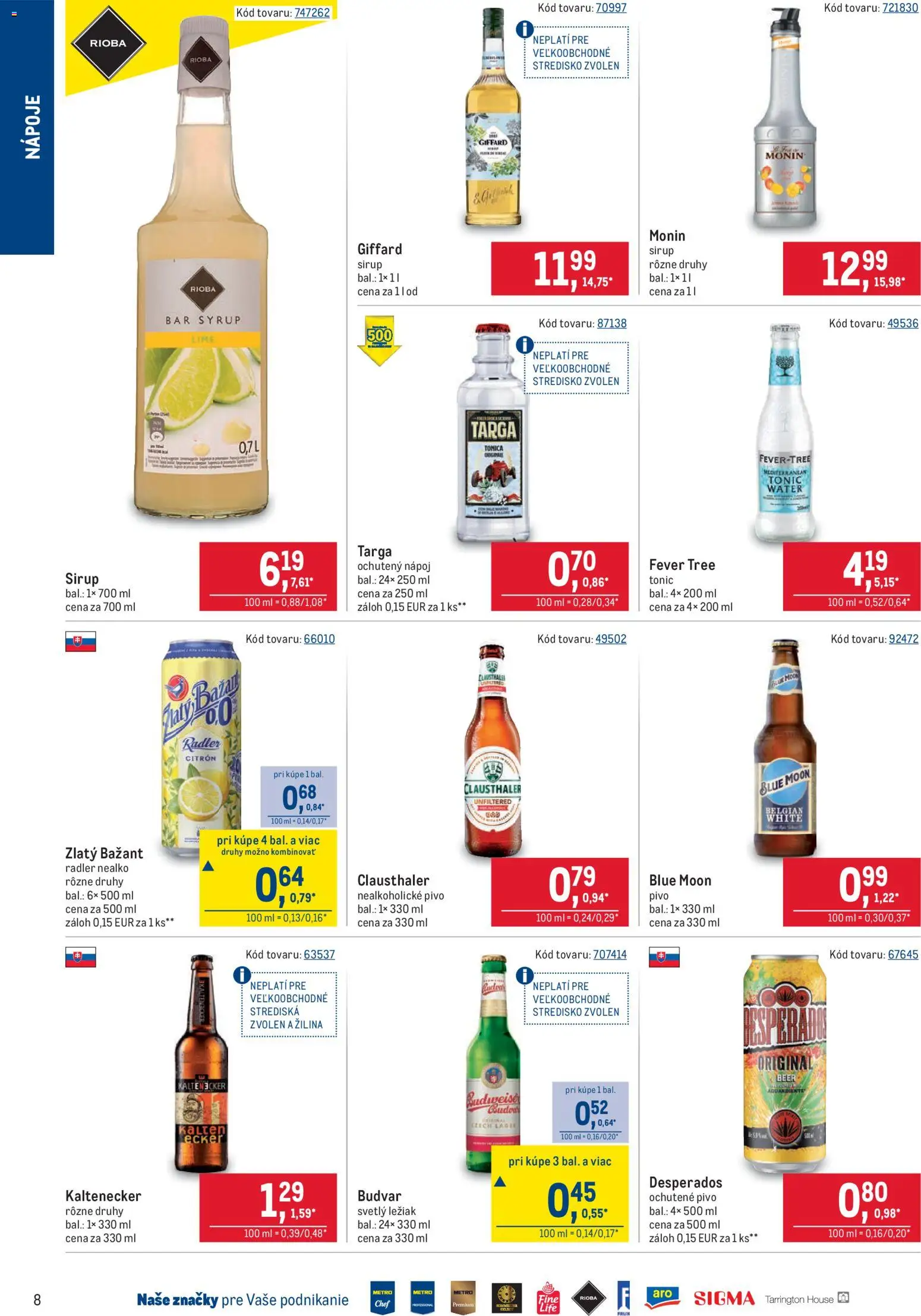 Nové Metro akcie – leták je platný od 22.04.2026 | Strana: 8 | Produkty: Pivo, Desperados, Radler, Nealkoholické pivo