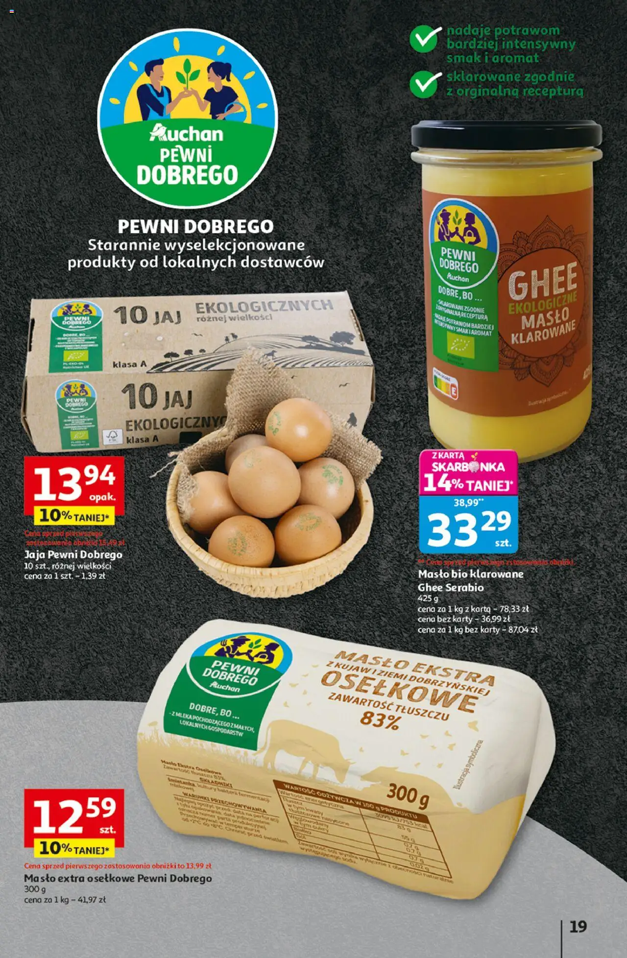 Auchan Gazetka - Wielkie przeboje cenowe Hipermarket od 09.10.2025 | Strona: 19 | Produkty: Karta, Masło, Sok, Jaja
