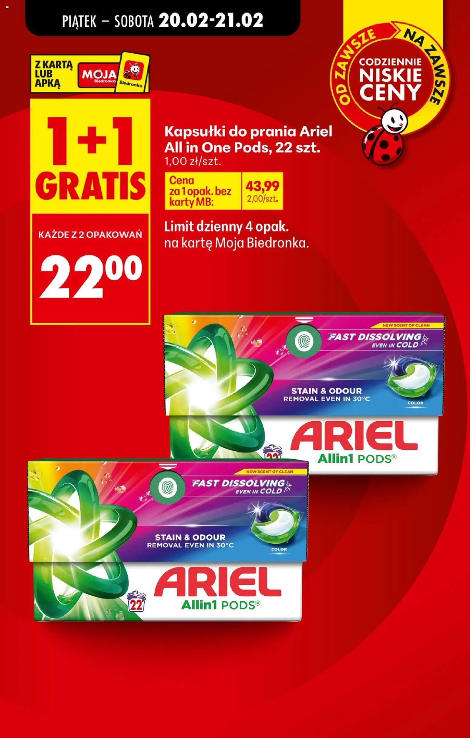 Biedronka gazetka - Tani weekend od 20.02.2026 | Strona: 7 | Produkty: Karta, Ariel, Kapsułki do prania