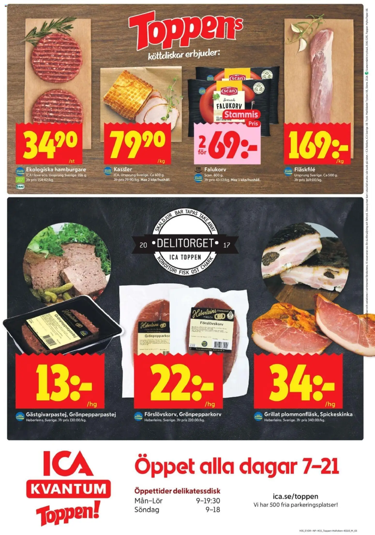 ICA Kvantum reklamblad aktuell från 26.01.2026 | Sida: 12 | Produkter: Kassler, Falukorv, Ost, Papper