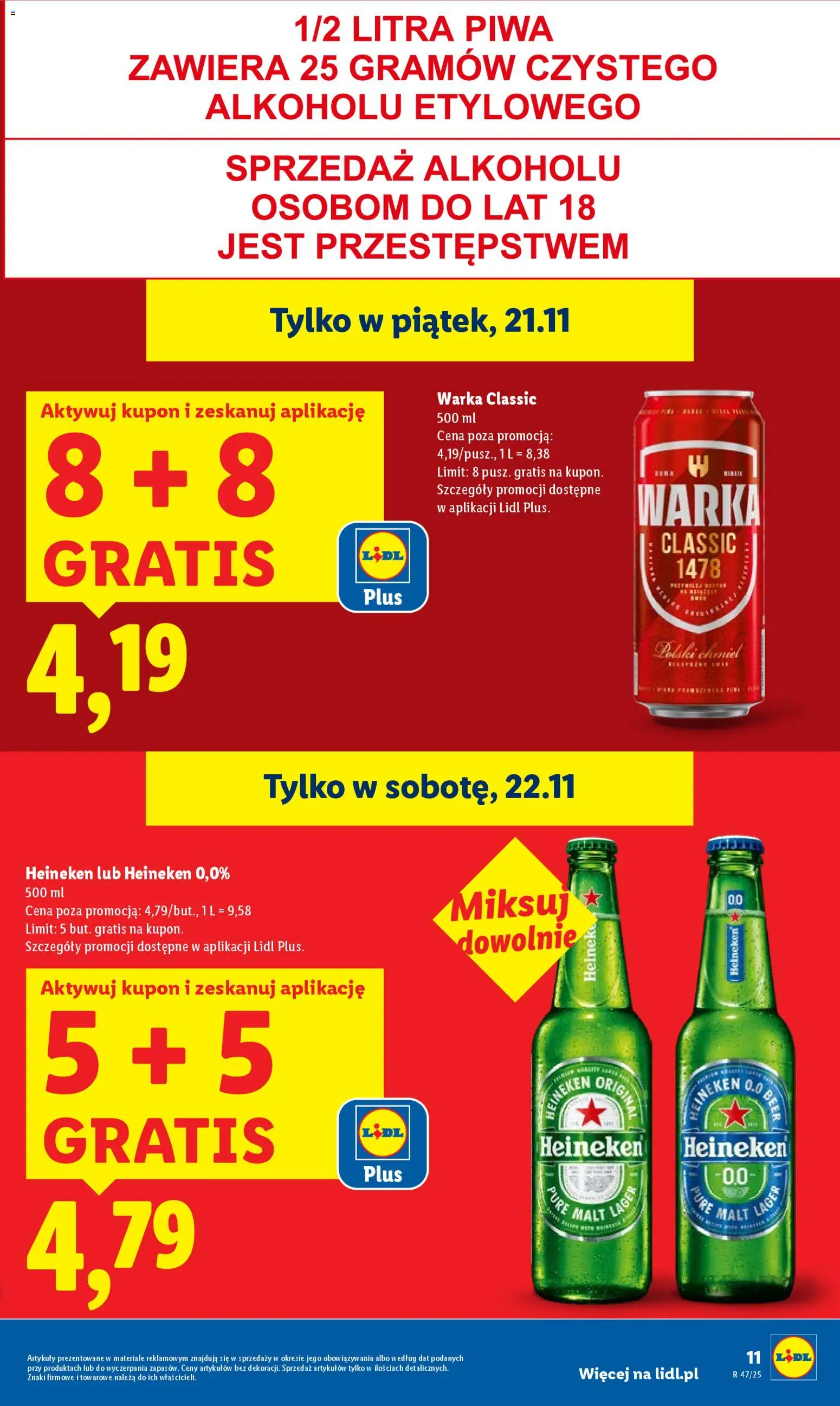 Lidl Gazetka od 20.11.2025 | Strona: 11 | Produkty: Warka, Heineken
