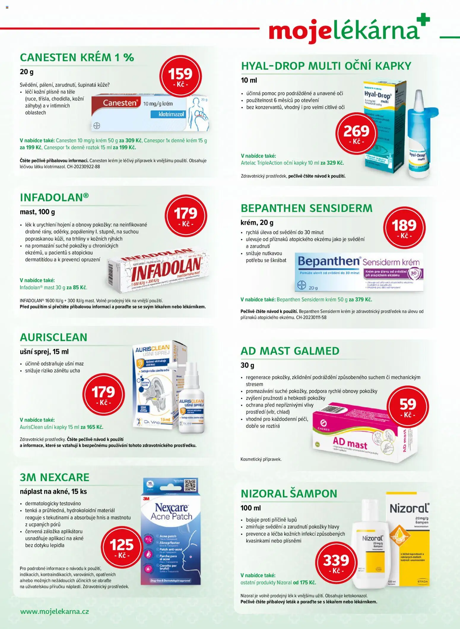 Moje lékárna leták od 10.01.2026 | Strana: 10 | Produkty: Oční kapky, Krém, Bepanthen, Canesten