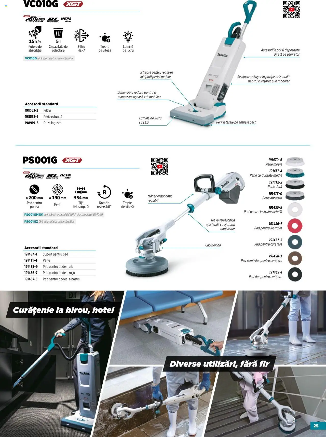 Noul catalog Makita – valabil de la 14.05.2025 | Pagină: 25 | Produse: Încărcător, Aspirator, Perie, Țeavă