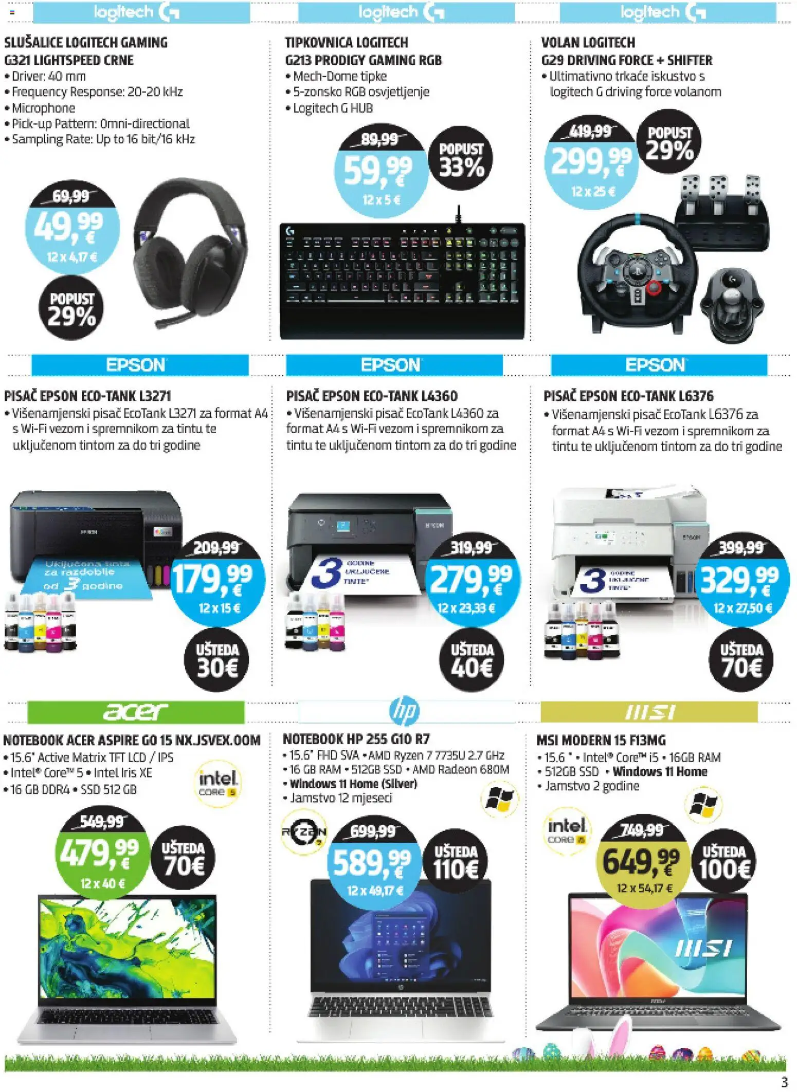 Centar Tehnike katalog | vrijedi od 30.03.2026 | Stranica: 3 | Proizvodi: Notebook, Tipkovnica, Slušalice