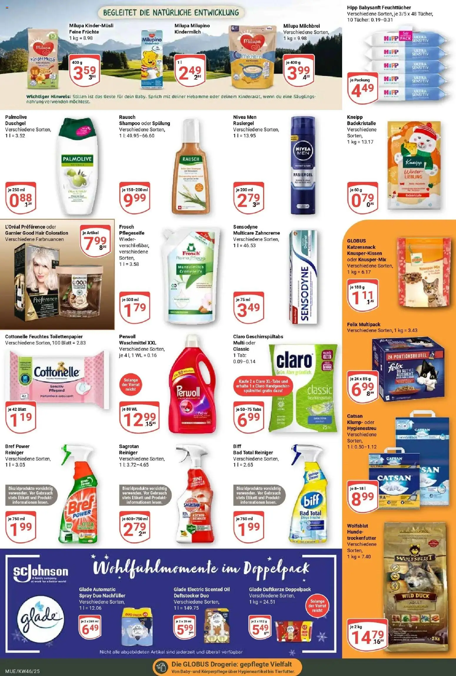 Globus prospekt Mühldorf	 – gültig ab 10.11.2025 | Seite: 18 | Produkte: Musli, Shampoo, Spülung, Feuchtes Toilettenpapier