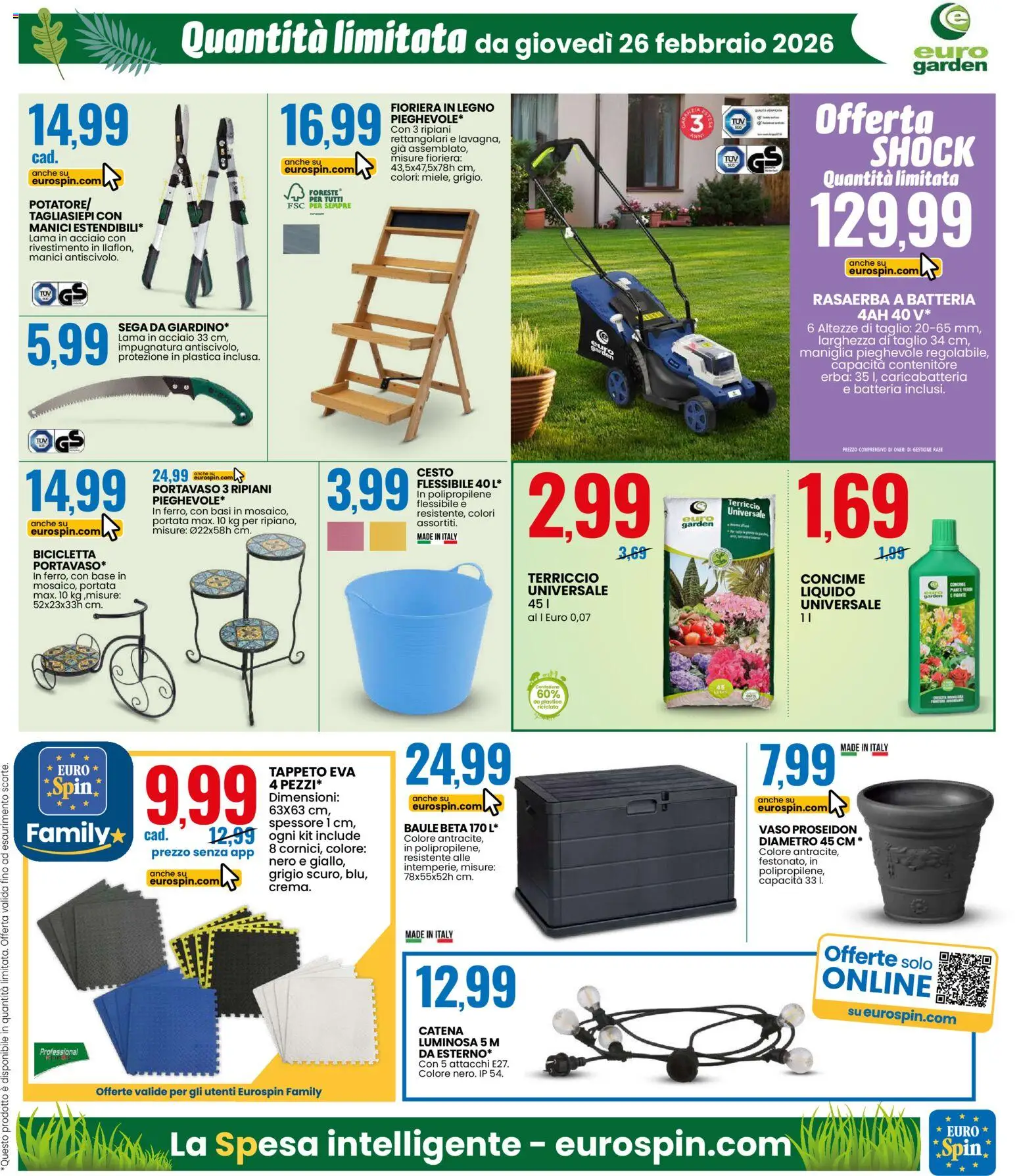 Volantino Eurospin del 26.02.2026 | Pagina: 15 | Prodotti: Concime, Contenitore, Sega, Batteria