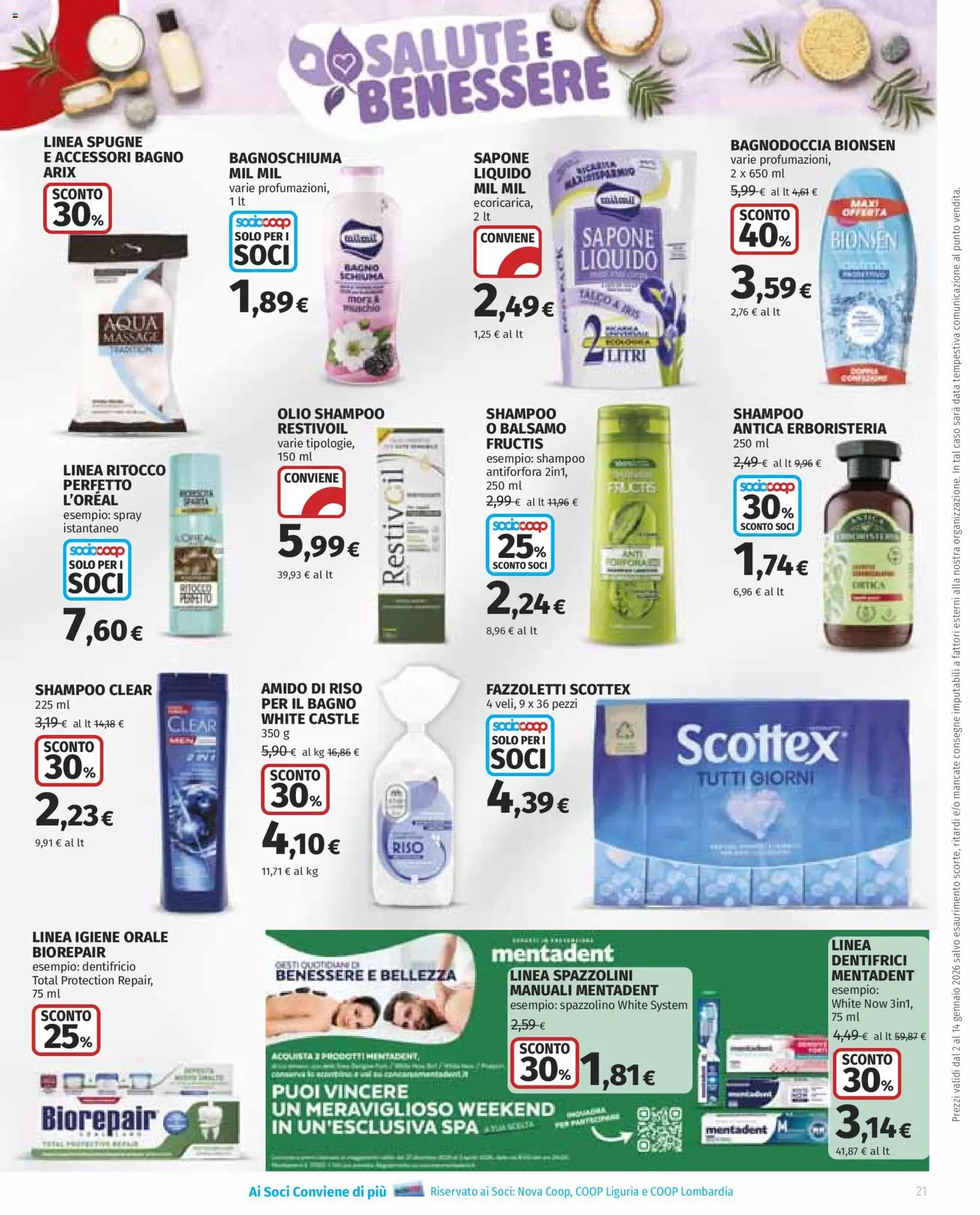 Volantino Ipercoop del 02.01.2026 | Pagina: 21 | Prodotti: Balsamo, Dentifricio, Spazzolino, Olio