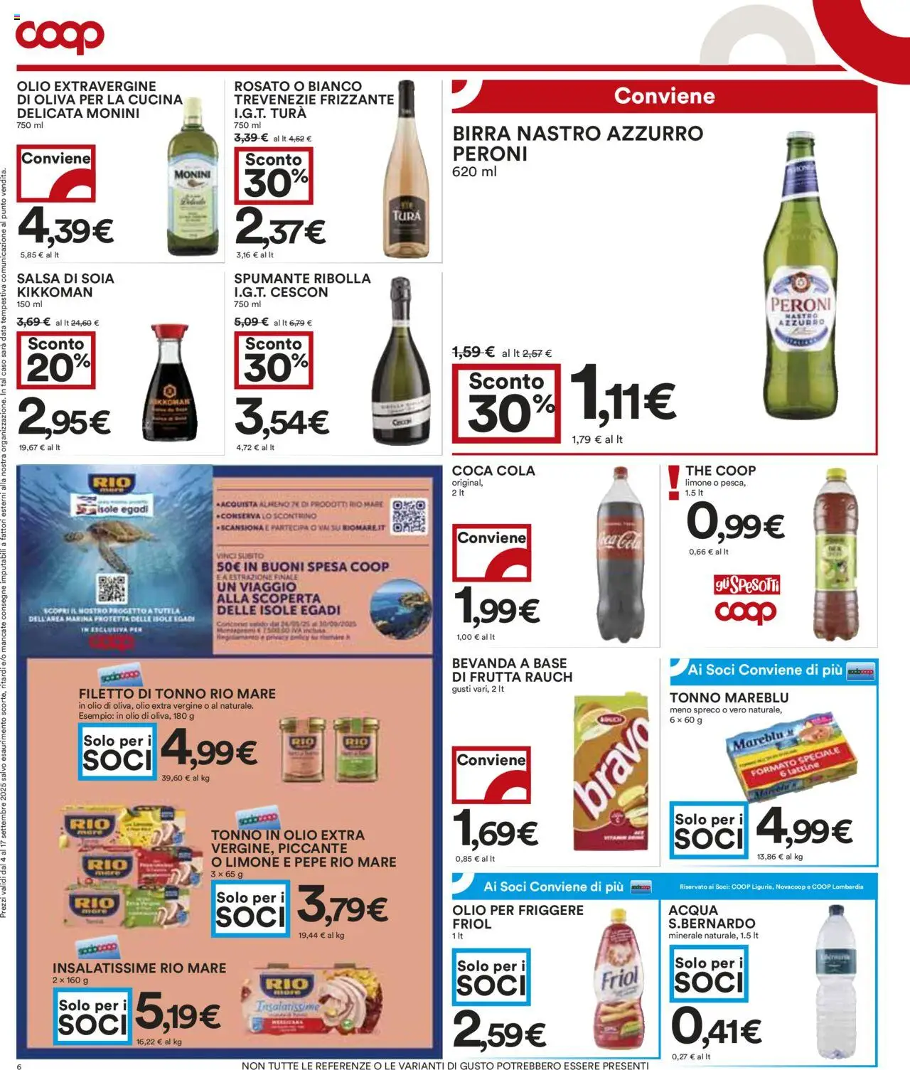 Volantino COOP del 04.09.2025 | Pagina: 6 | Prodotti: Frutta, Olio extra vergine, Olio per friggere, Coca Cola