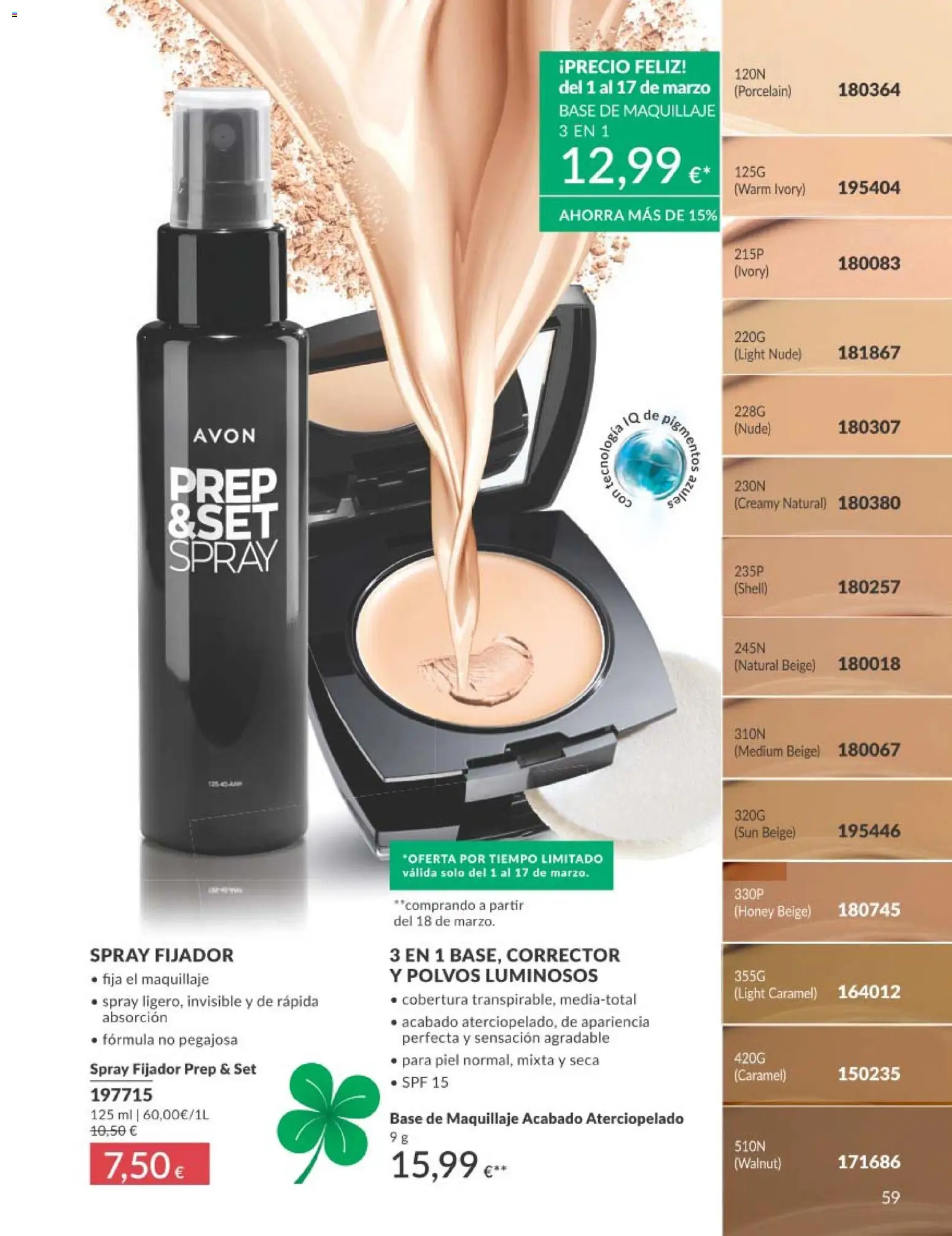 Catálogo AVON campaña 3 │ válido desde el 01.03.2026 | Página: 59 | Productos: Maquillaje, Corrector, Base de maquillaje