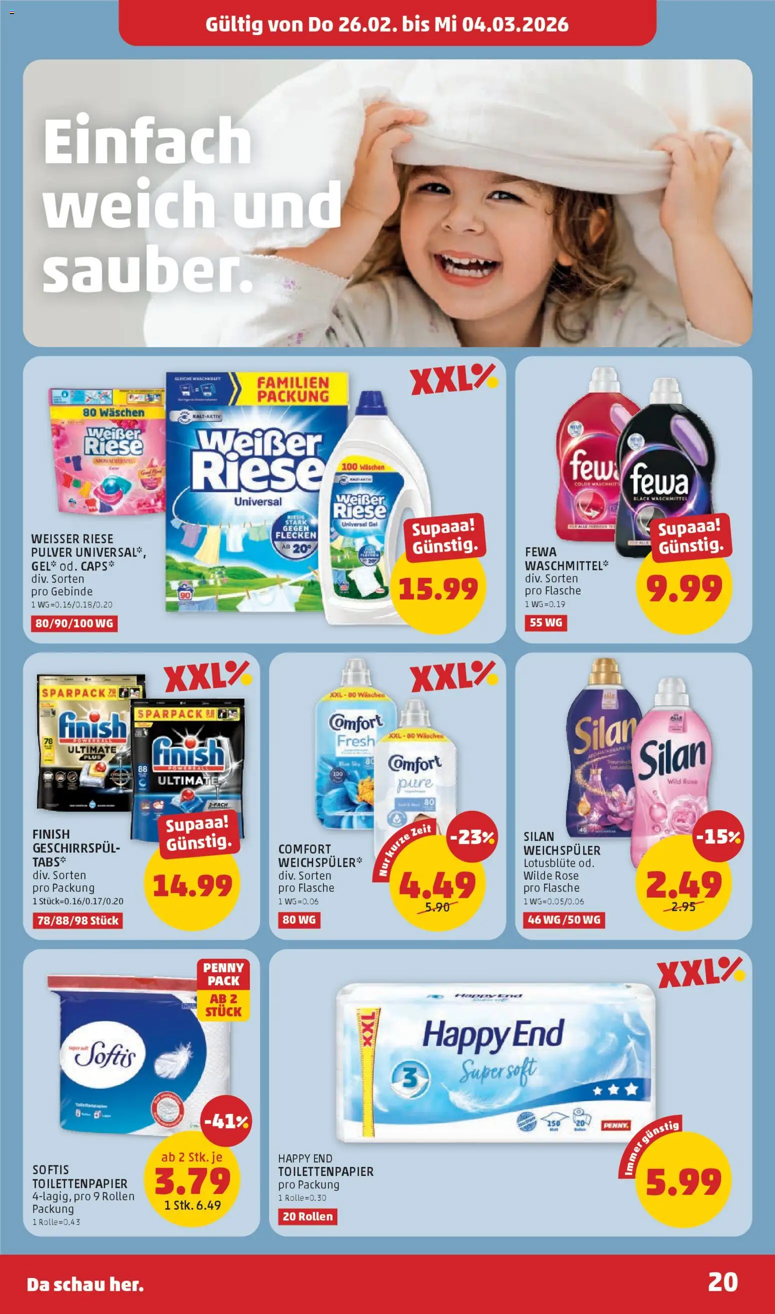 Penny Markt Flugblatt gültig ab 26.02.2026 | Seite: 20 | Produkte: Weichspüler, Waschmittel