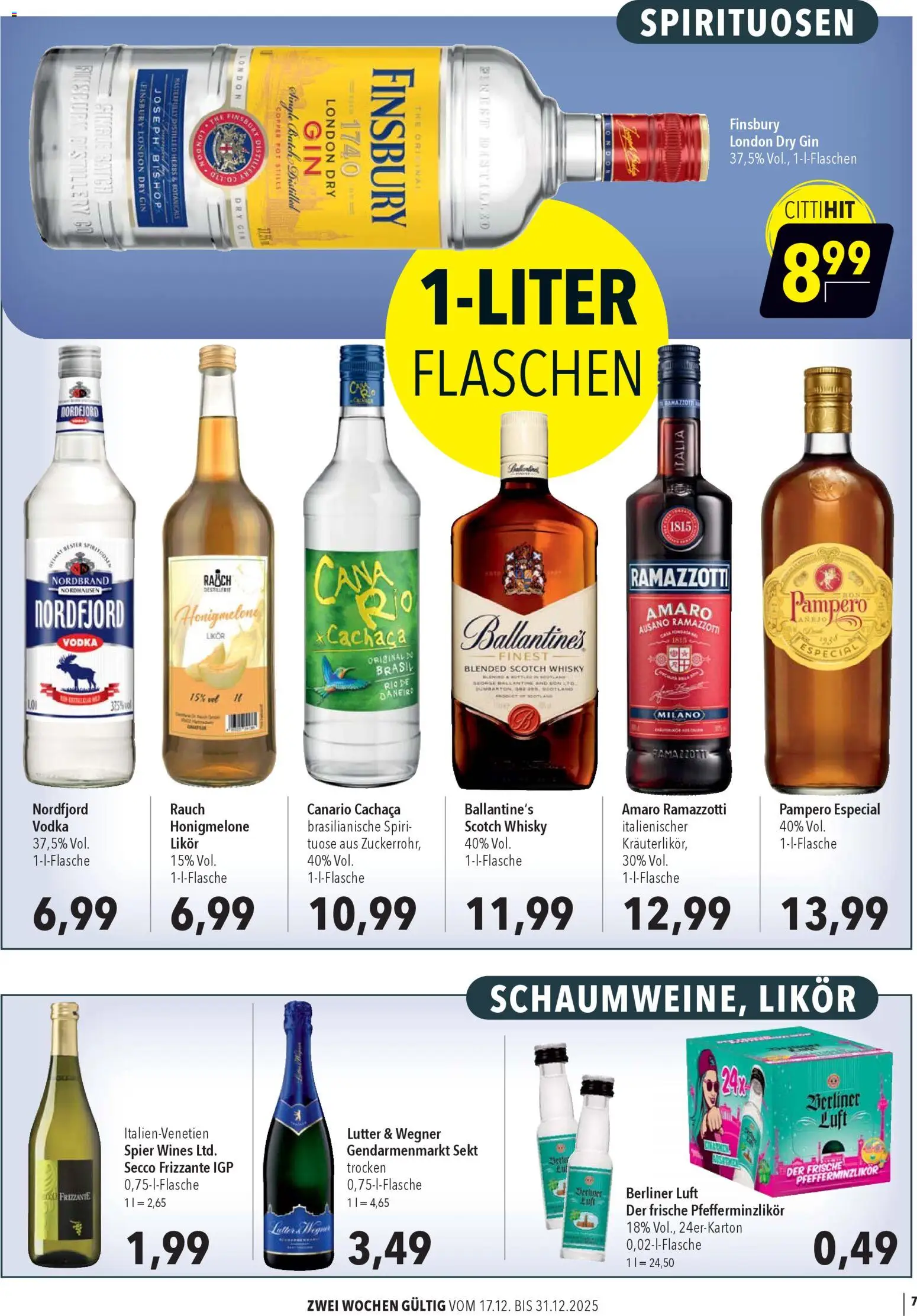 CITTI Markt Aktuelle Angebote für Profis – gültig ab 17.12.2025 | Seite: 7 | Produkte: Rama, Sekt, Likör, Ramazzotti