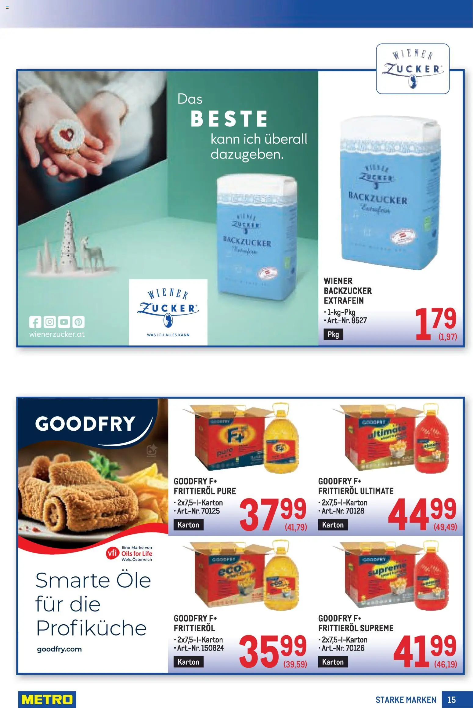Metro Starke Marken gültig ab 13.11.2025 | Seite: 15 | Produkte: Zucker, Huile à frire