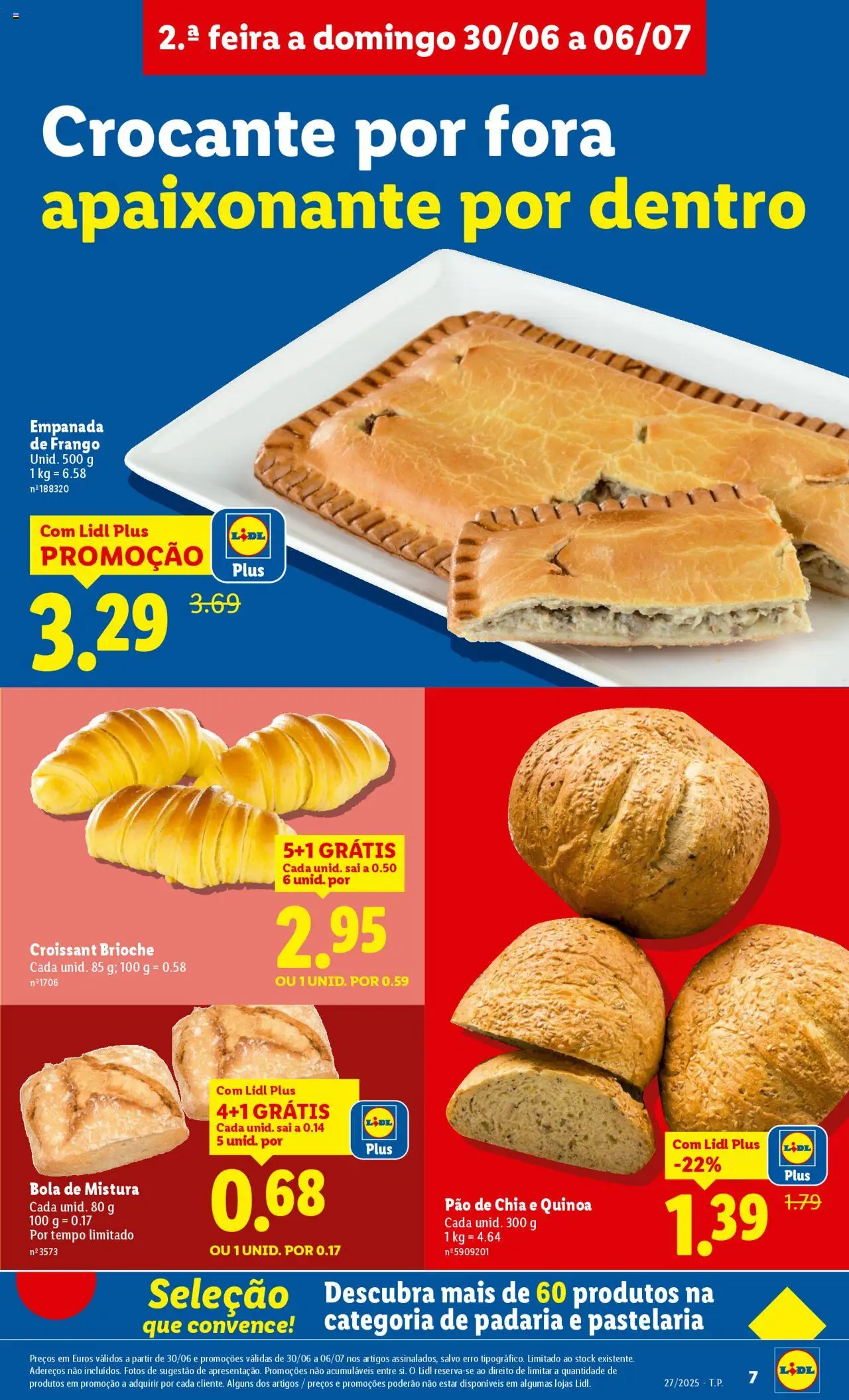Lidl folheto │ válido de 30.06.2025 | Página: 7 | Produtos: Frango, Padaria, Quinoa, Pão
