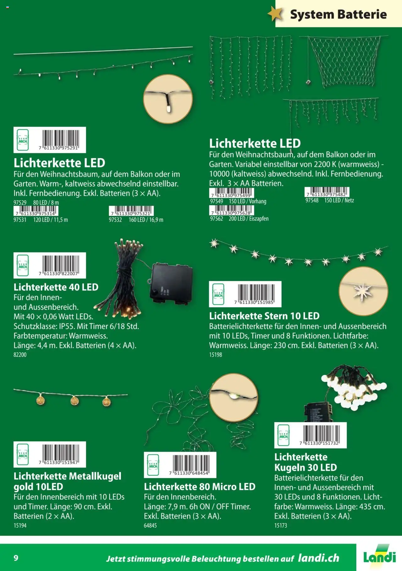 Landi Aktionen Weihnachtsbeleuchtung ab 22.10.2024 | Seite: 9 | Produkte: Batterie, Vorhang