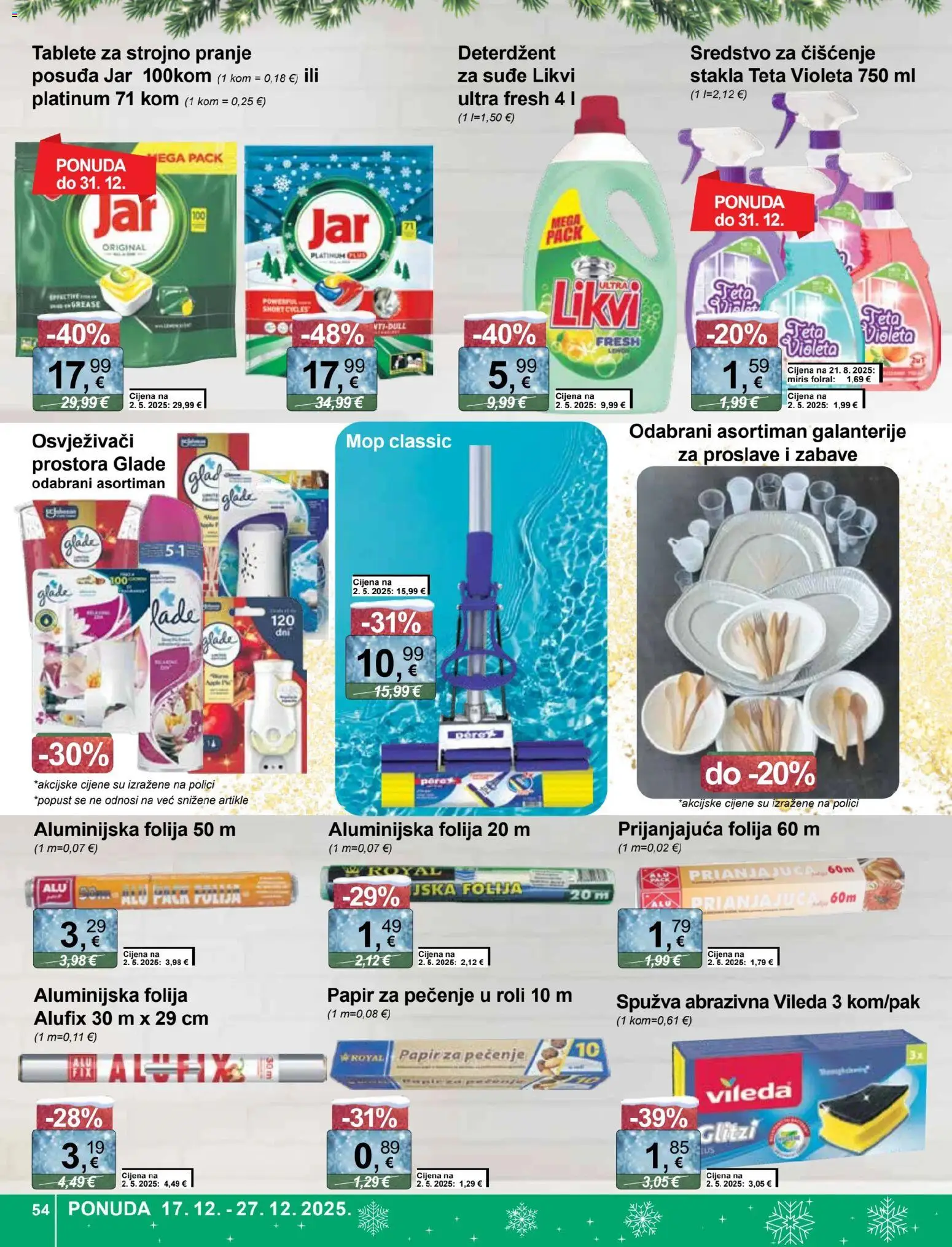 KTC katalog | vrijedi od 17.12.2025 | Stranica: 54 | Proizvodi: Deterdžent, Papir za pečenje, Jar, Vileda