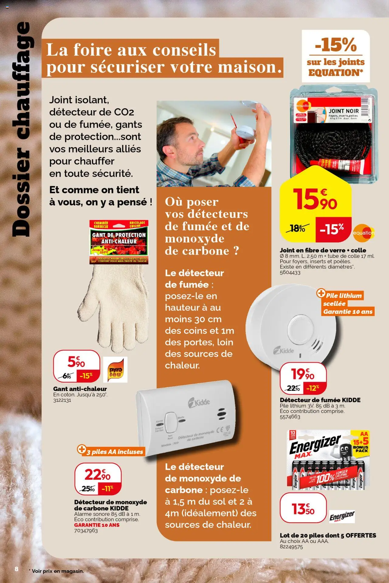 {H1} | Page: 8 | Produits: Colle, Piles, Gants