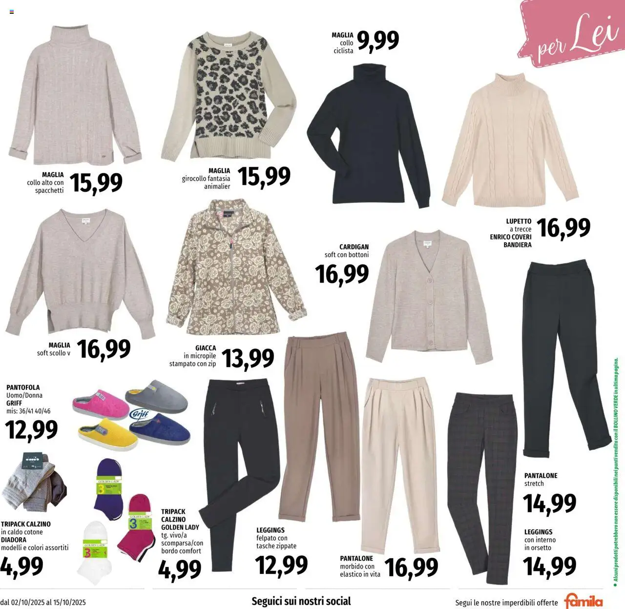 Volantino Famila del 02.10.2025 | Pagina: 25 | Prodotti: Giacca, Leggings, Cardigan