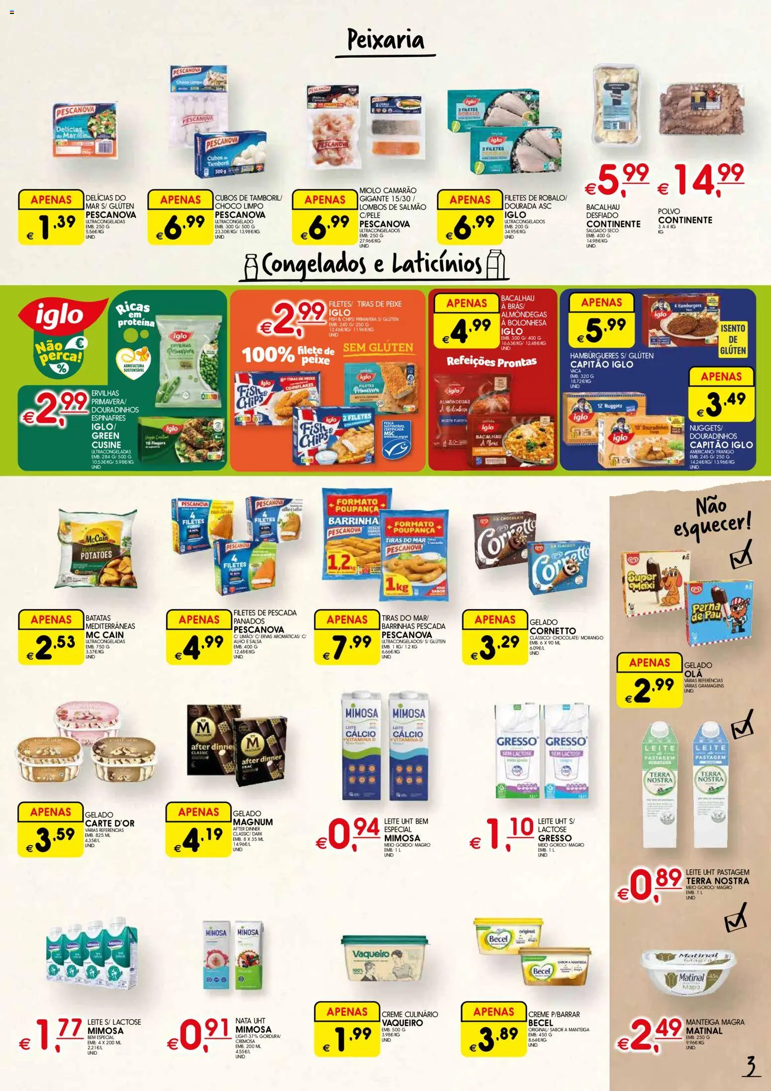 Meu Super Lojas Madeira │ válido de 26.02.2026 | Página: 3 | Produtos: Pescada, Cálcio, Nuggets, Proteina