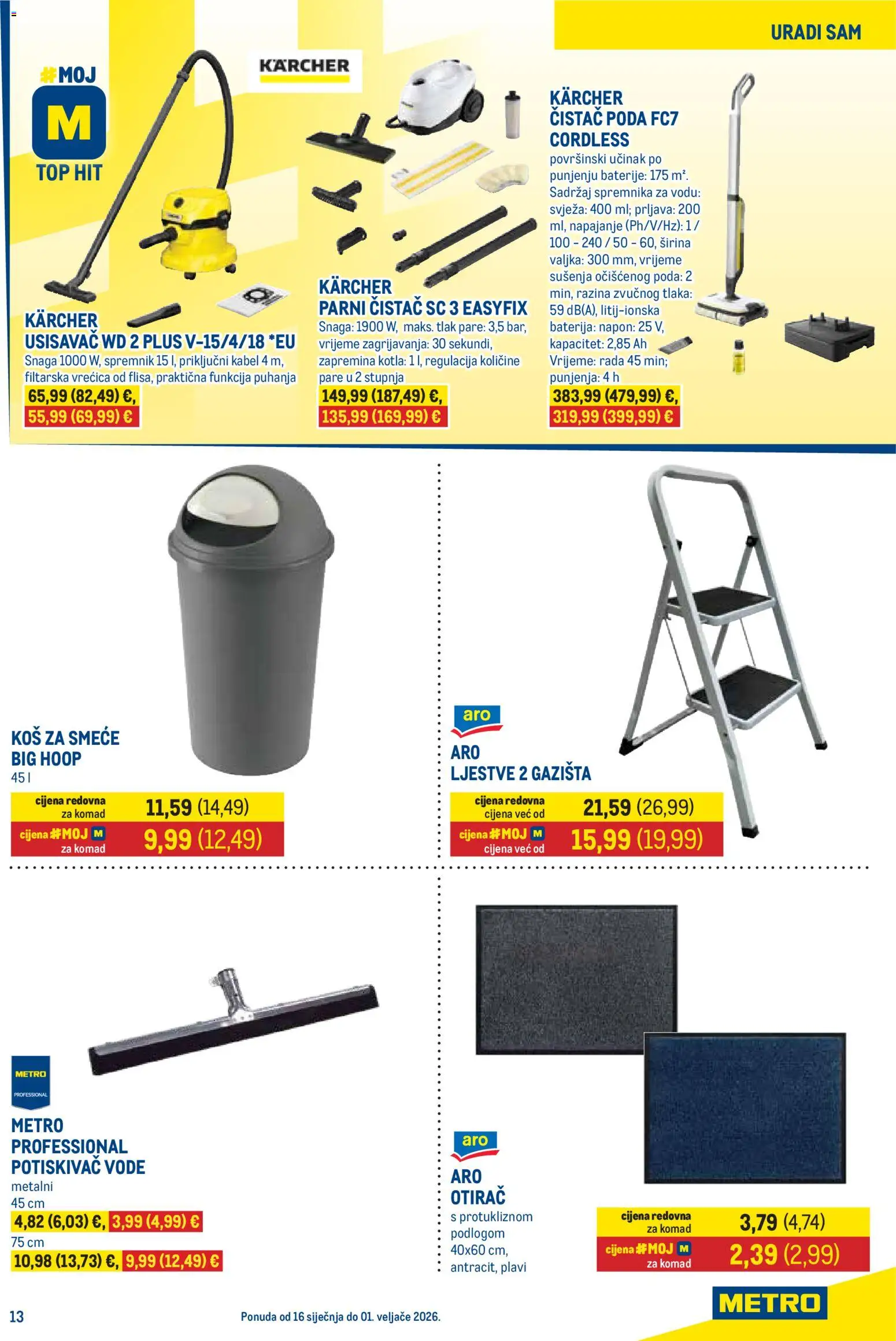 Metro katalog | vrijedi od 16.01.2026 | Stranica: 9 | Proizvodi: Baterija, Otirač, Kärcher, Parni čistač