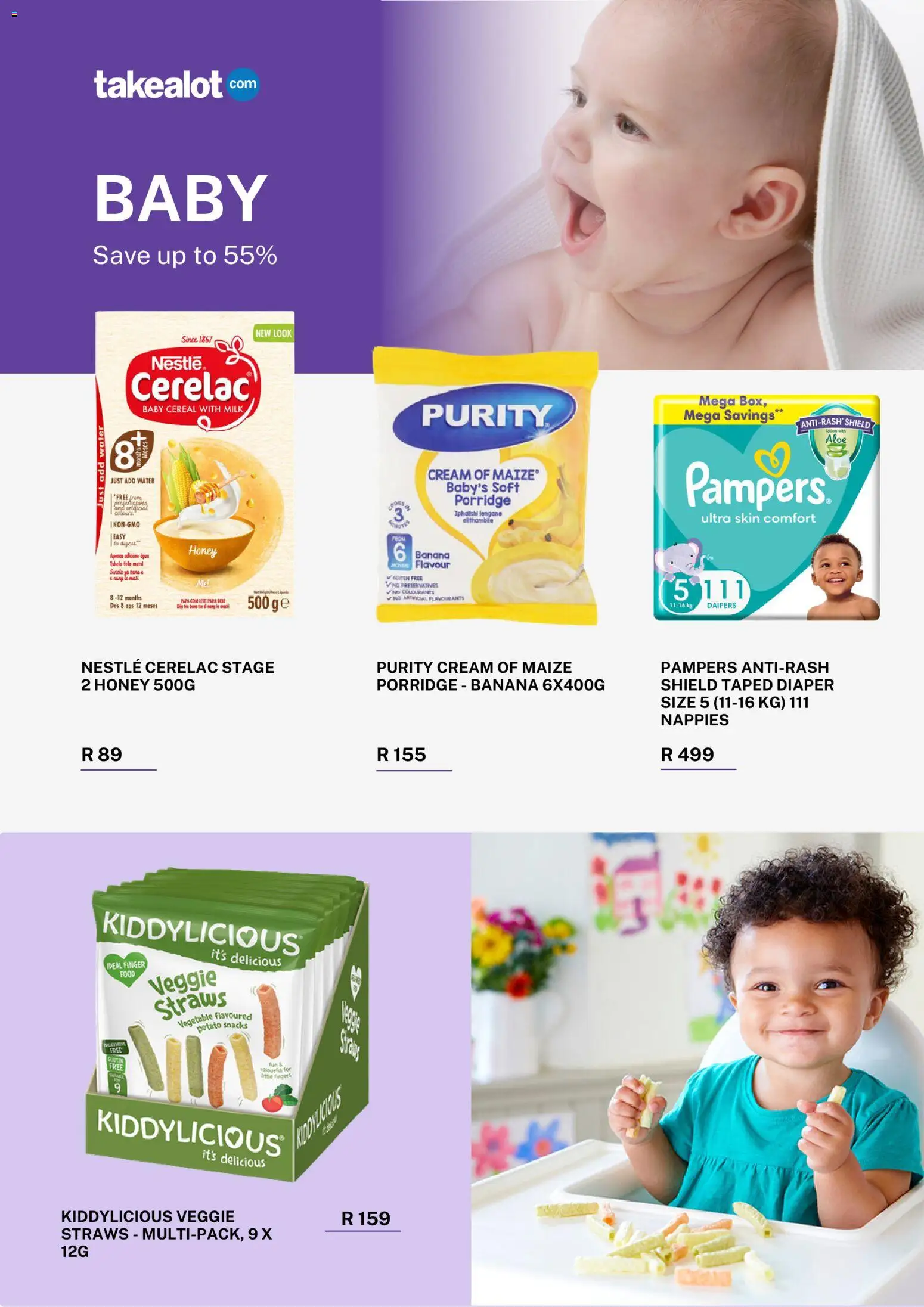 New Takealot catalogue – valid from 01.04.2026 | Page: 6 | Products: Milk, Snacks, Cream, Nappies