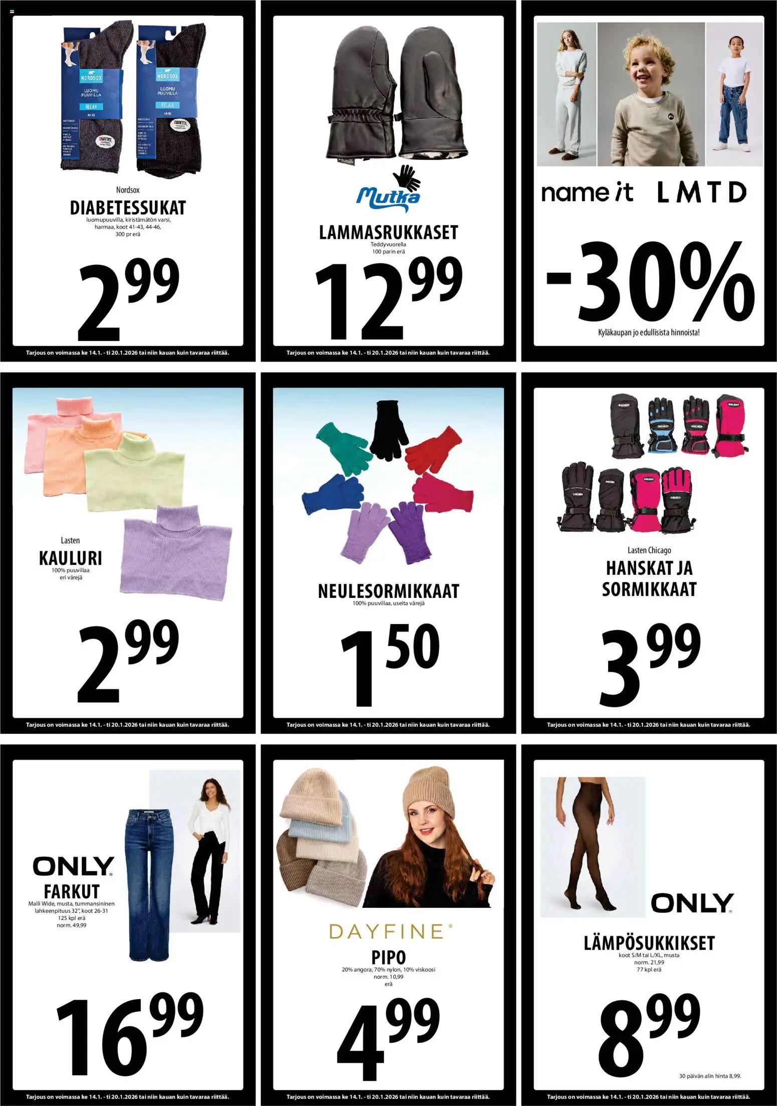 Tuuri tarjoukset – voimassa 14.01.2026 alkaen | Sivu: 11 | Tuotteet: Pipo, Farkut, Hanskat