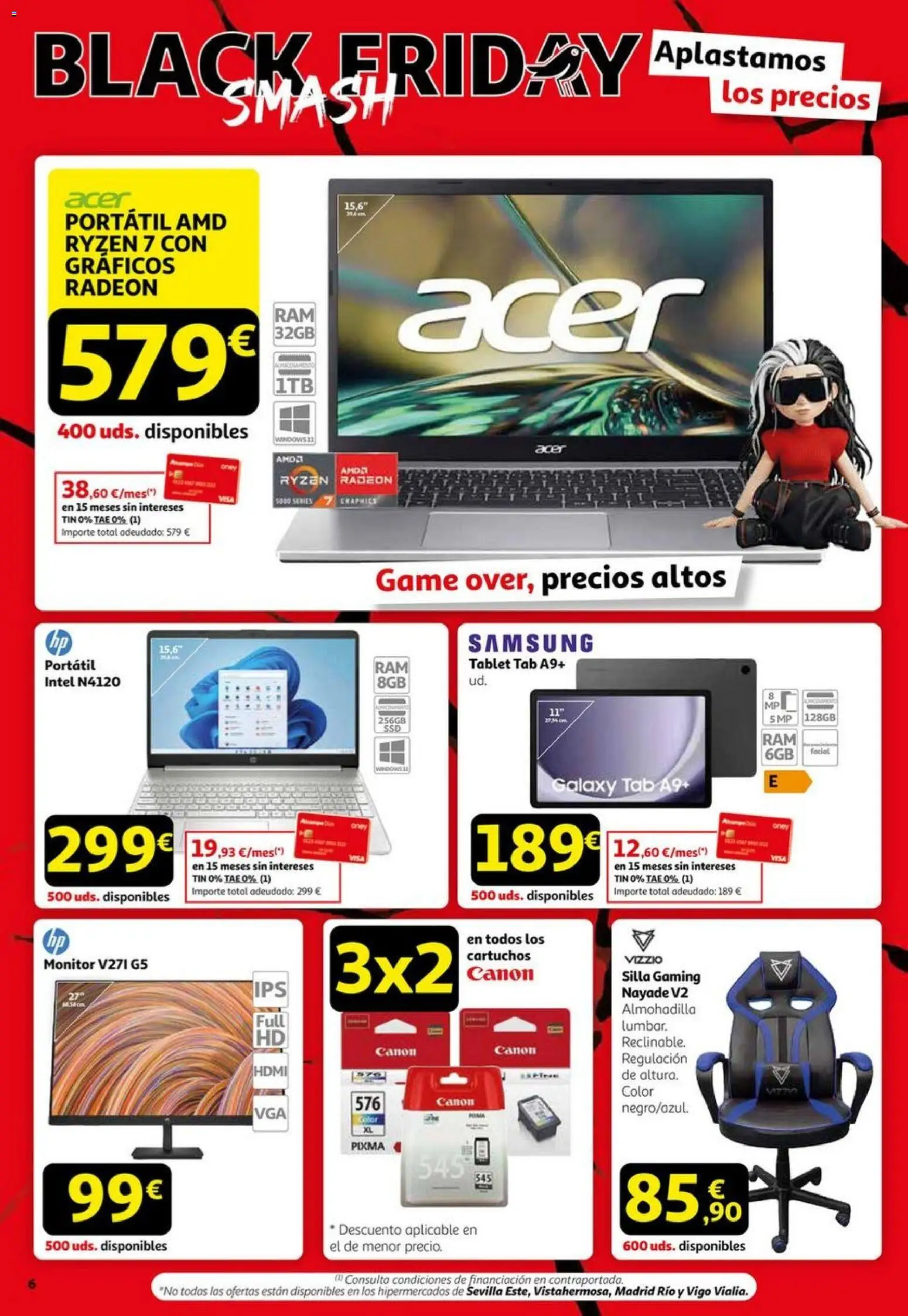 Alcampo - Black Friday │ válido desde el 06.11.2025 | Página: 6 | Productos: Tablet, Monitor, Silla