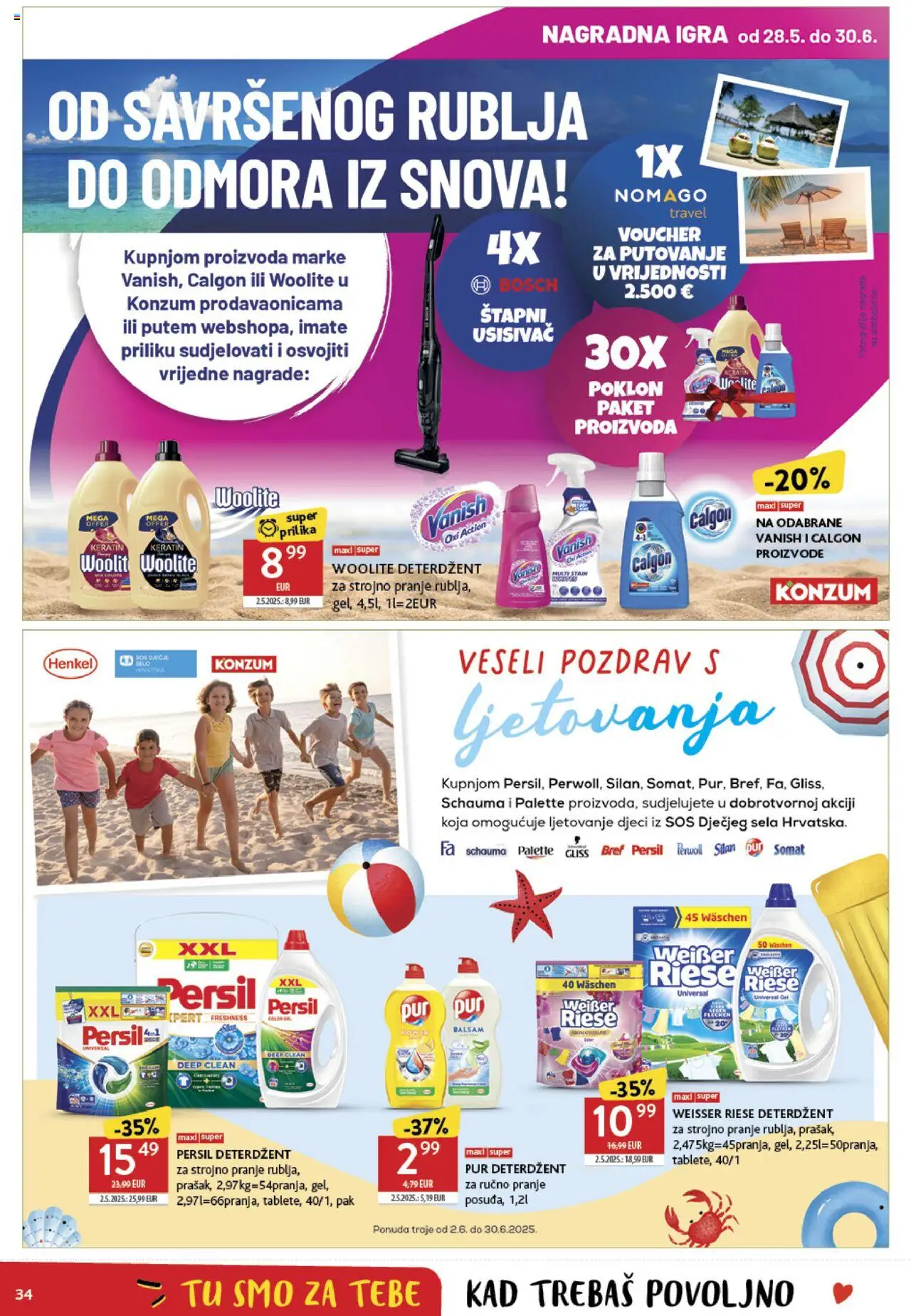 Konzum katalog | vrijedi od 28.05.2025 | Stranica: 34 | Proizvodi: Deterdžent, Somat, Igra, Weisser Riese