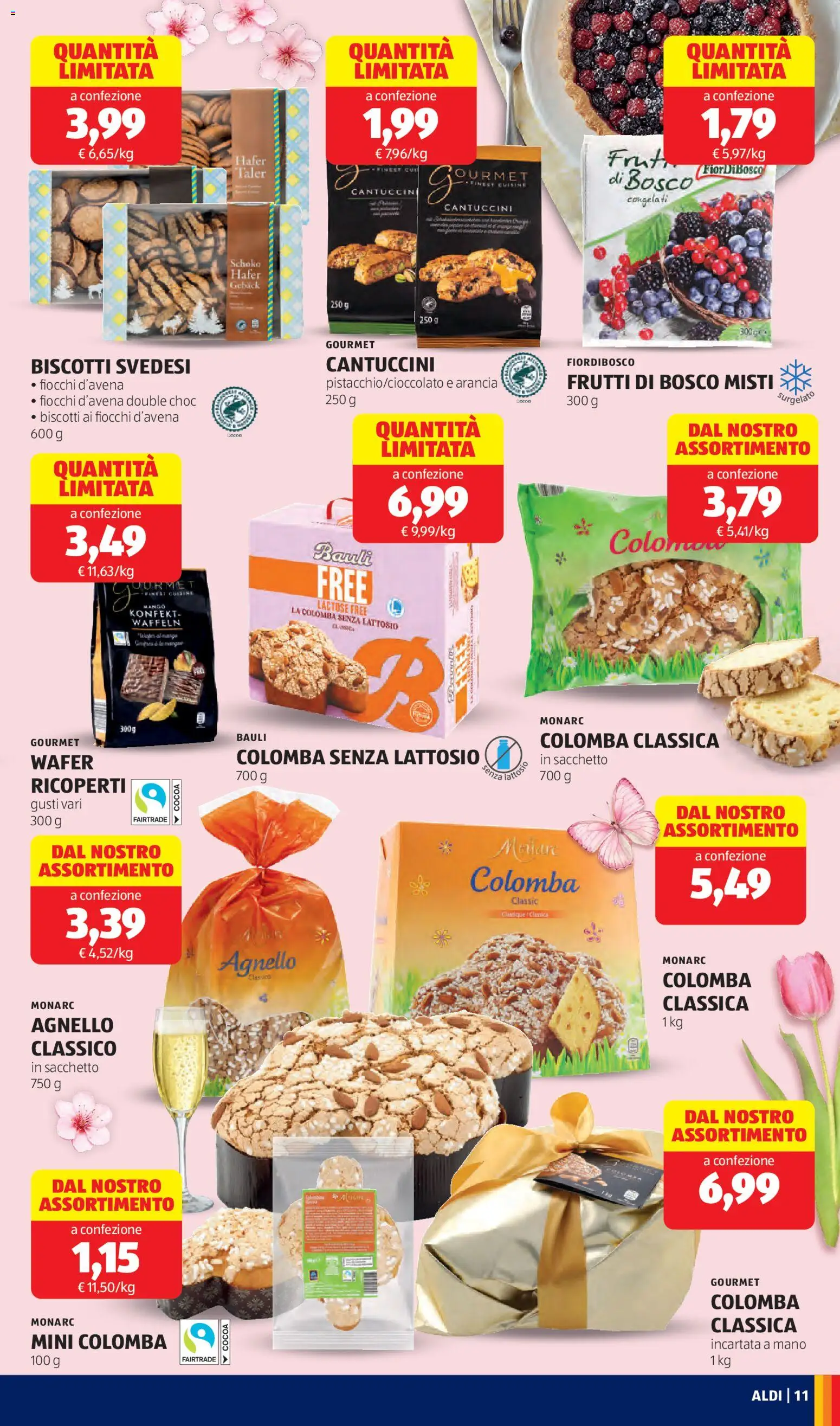 Volantino Aldi del 09.03.2026 | Pagina: 11 | Prodotti: Biscotti, Fiocchi, Mango, Arancia