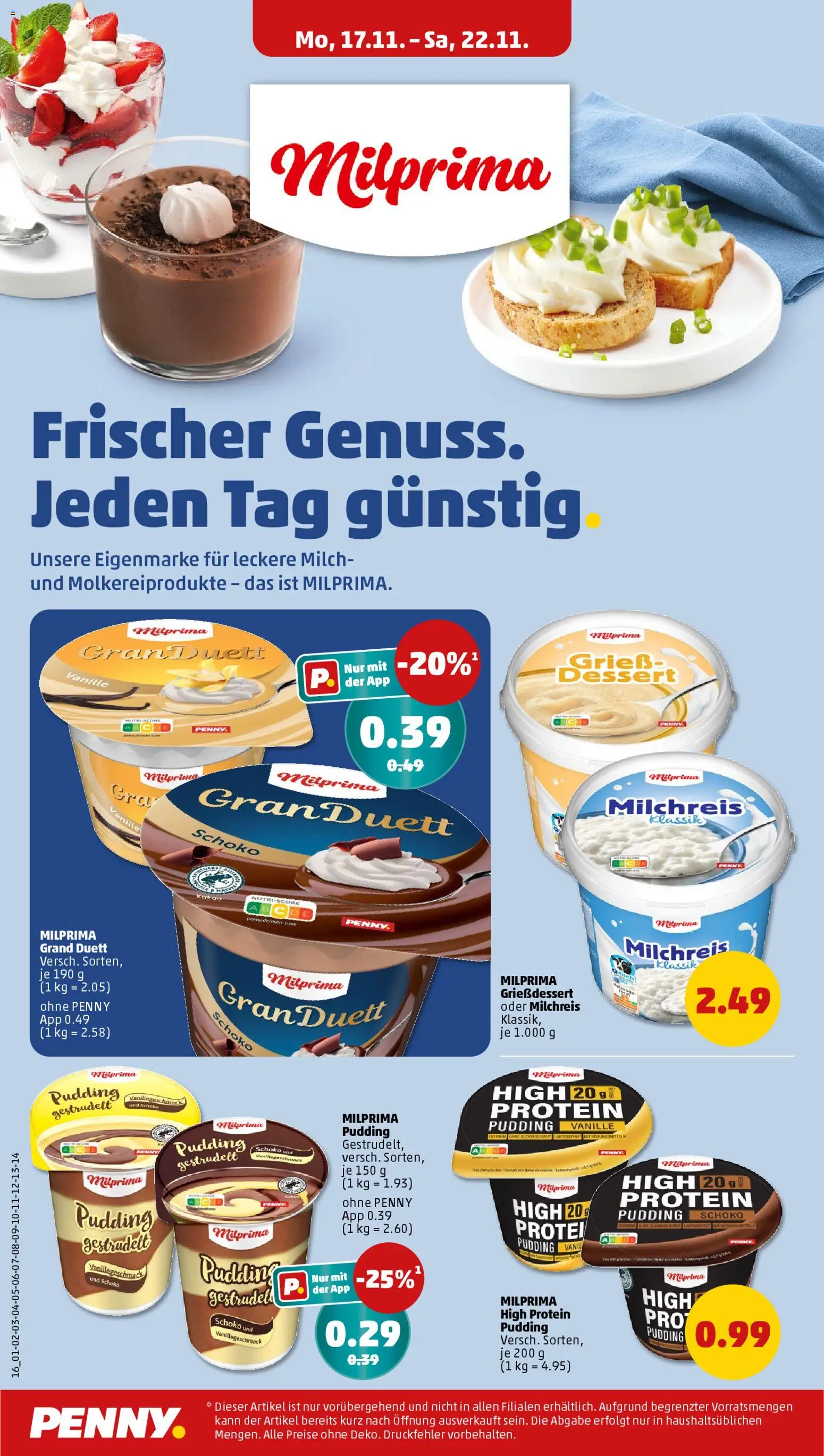 Penny Prospekt 	 – gültig ab 17.11.2025 | Seite: 8 | Produkte: Milch, Pudding