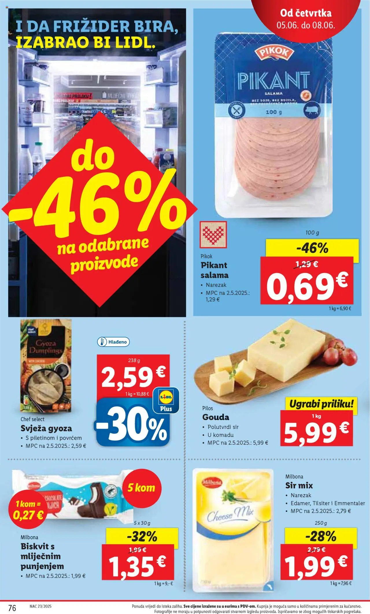 Lidl katalog | vrijedi od 02.06.2025 | Stranica: 76 | Proizvodi: Sir, Salama, Narezak, Gouda