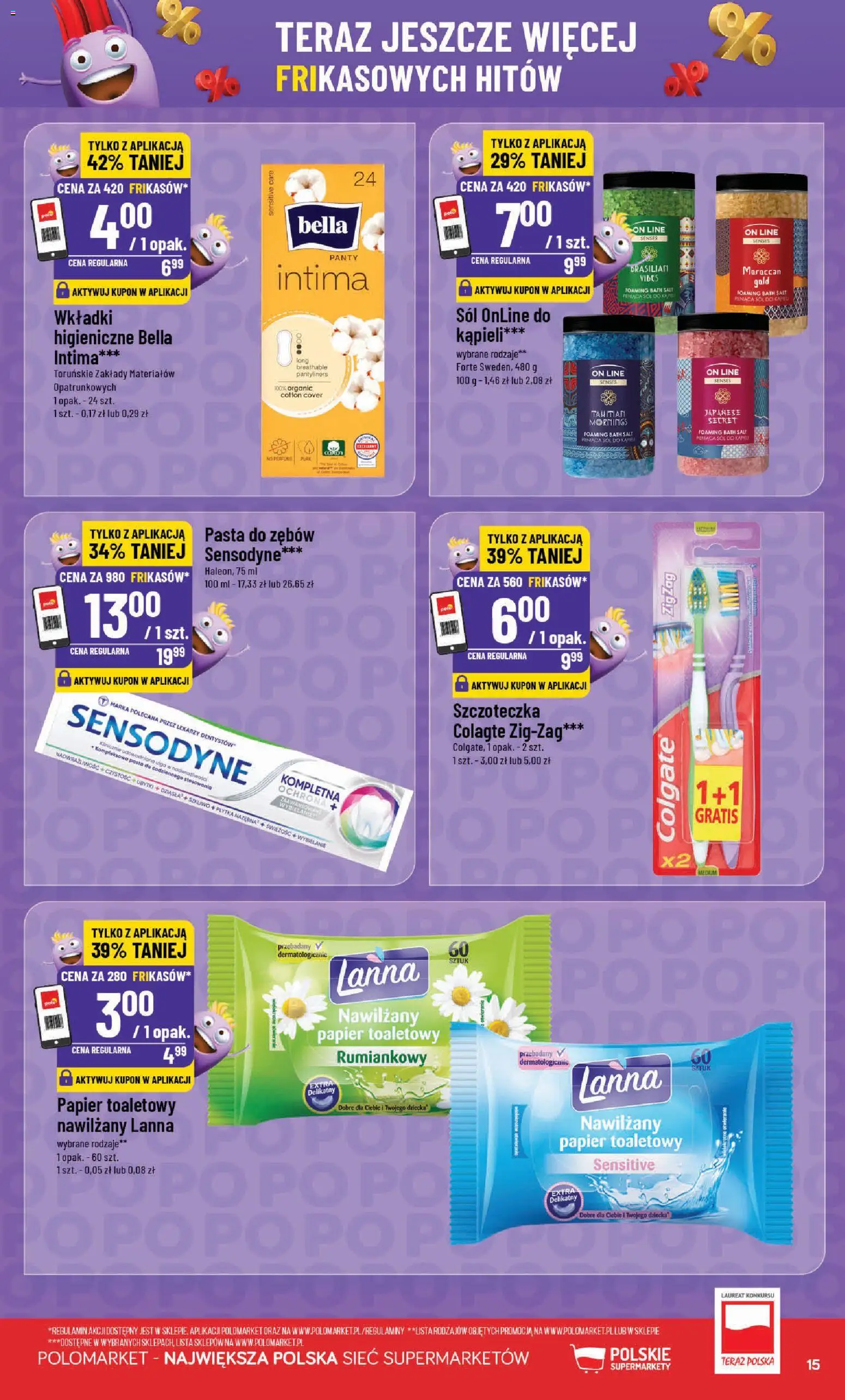 POLOmarket Gazetka - Frikasowe Hity od 29.10.2025 | Strona: 15 | Produkty: Papier toaletowy, Pasta do zębów, Sól