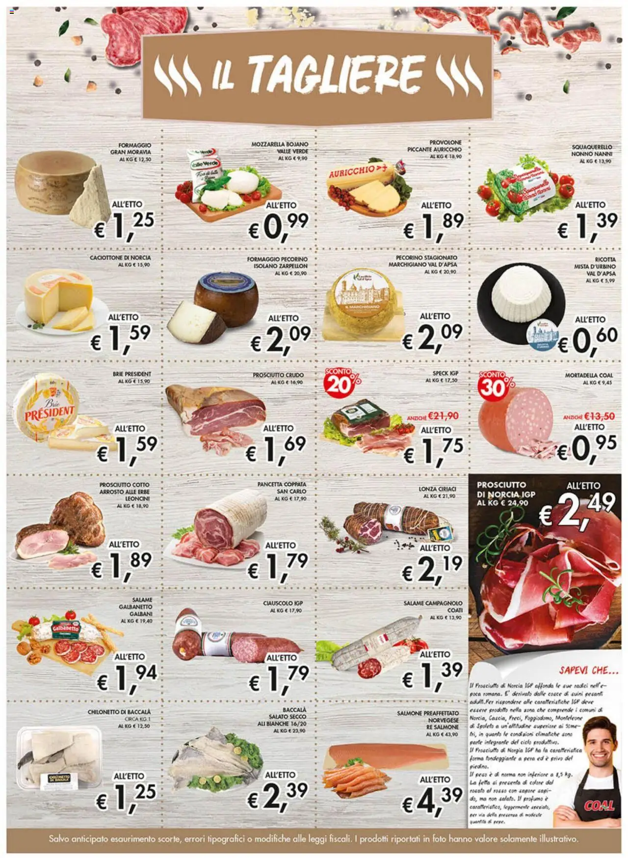 Volantino Coal del 09.10.2025 | Pagina: 5 | Prodotti: Speck, Prosciutto Crudo, Provolone, Pecorino