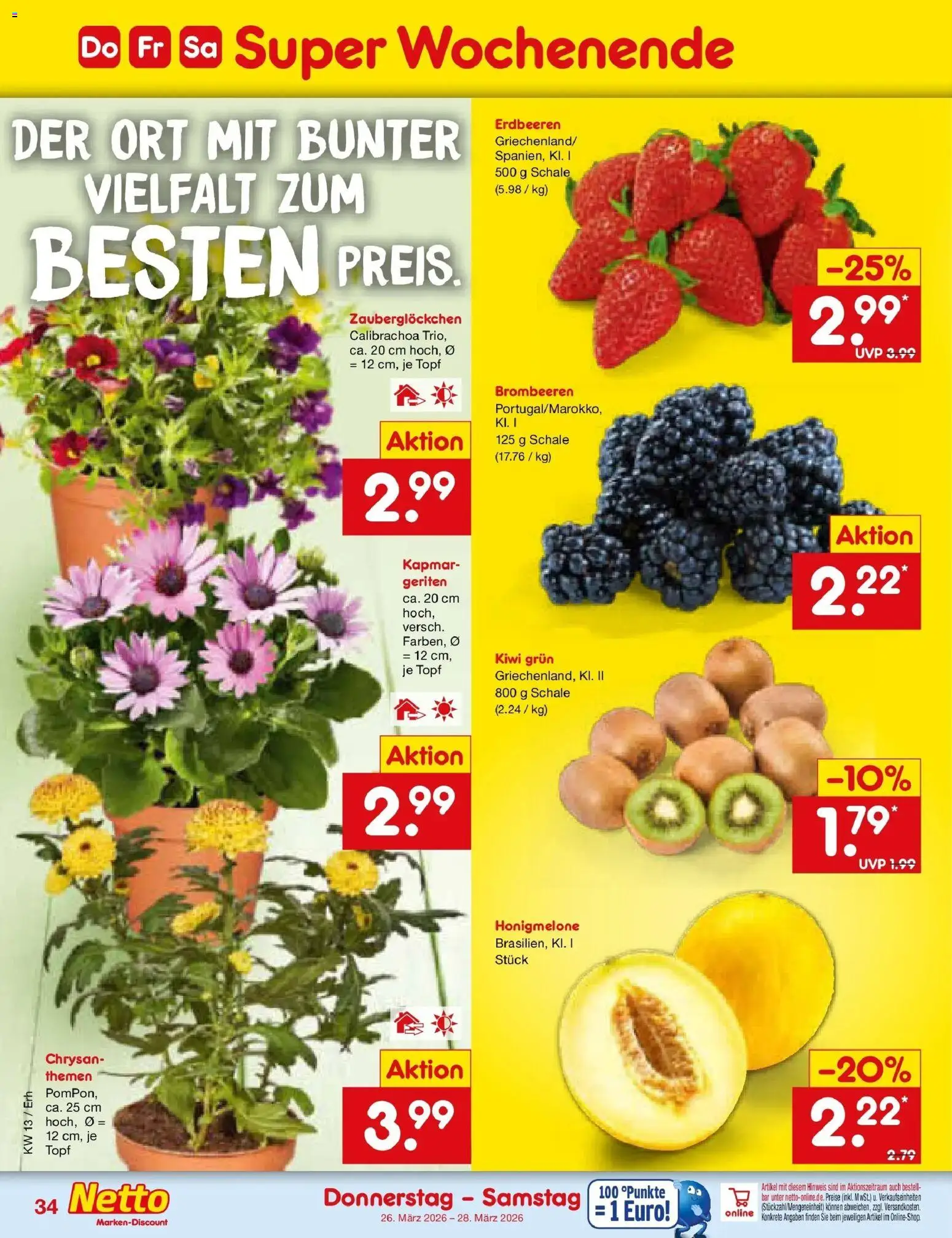 Netto Marken-Discount Prospekt Ergolding	 – gültig ab 23.03.2026 | Seite: 48 | Produkte: Honigmelone, Erdbeeren, Kiwi